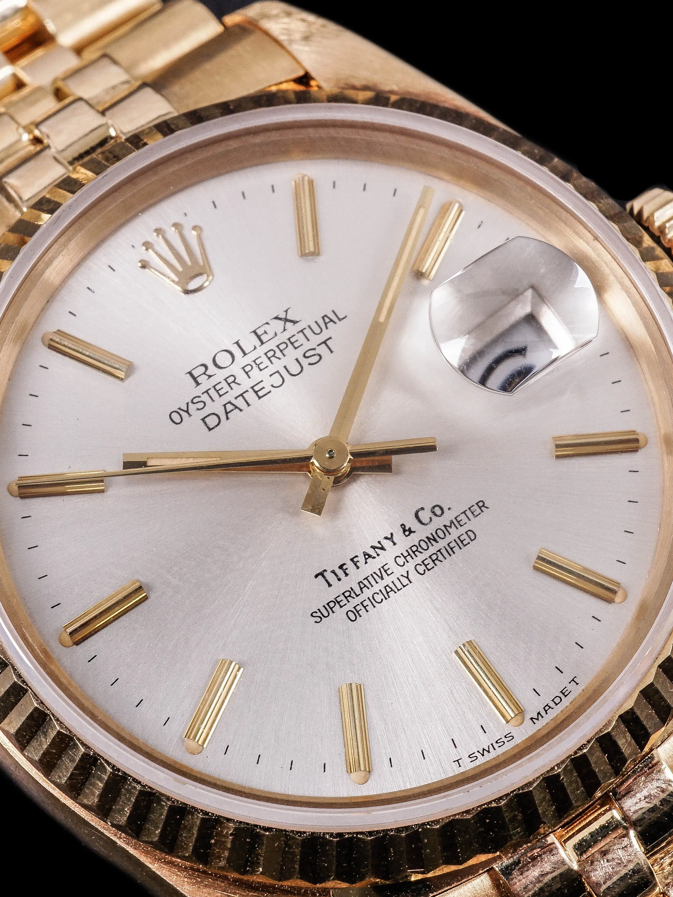 ** Unpolished** 1984 Rolex Datejust (Ref. 16018) 18k YG "Tiffany & Co."