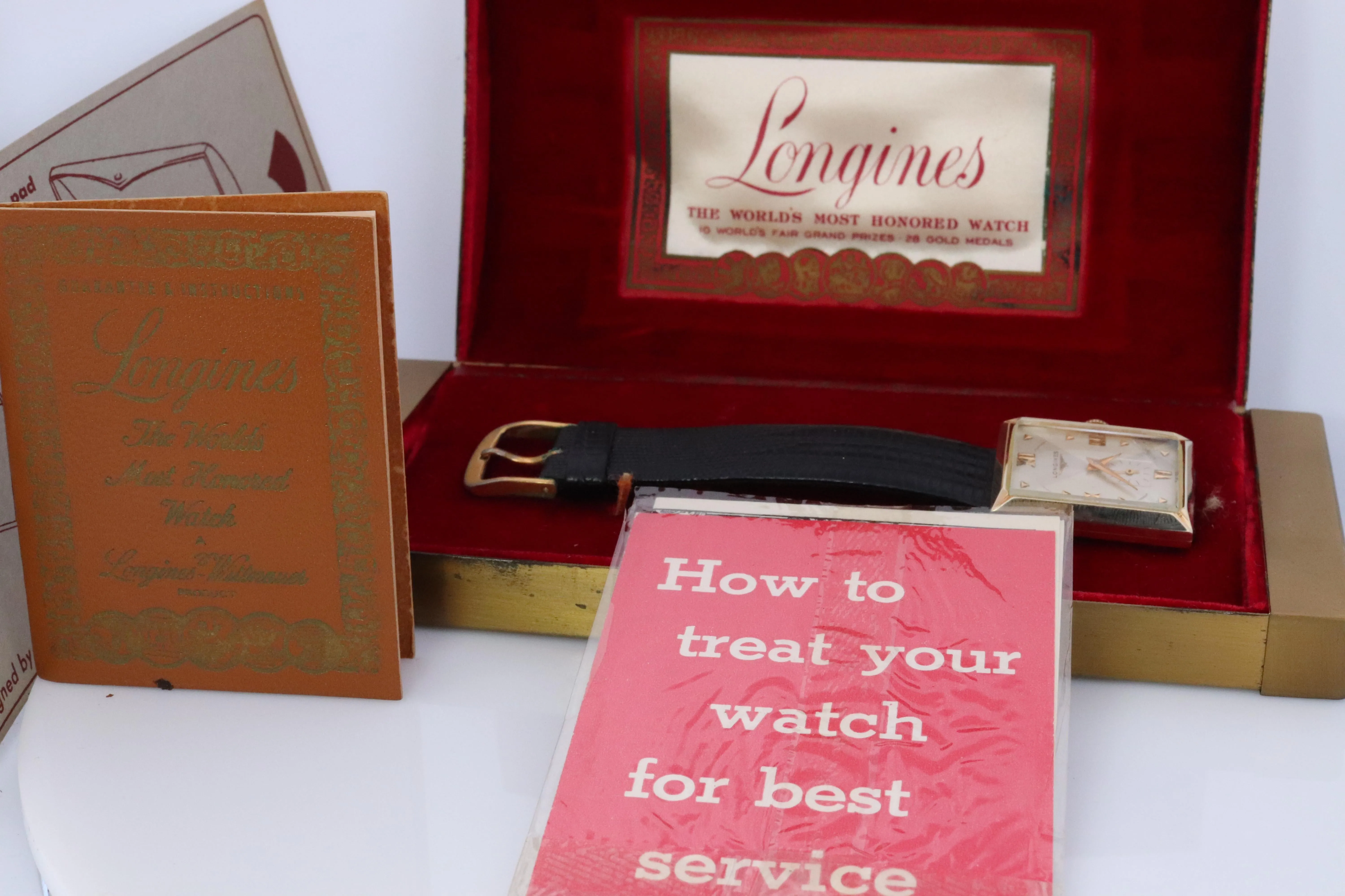 14k Longines Tank Watch. 1960s LONGINES Mens Wristwatch Manual Windup