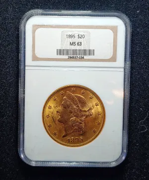 1895 Liberty Head $20 Double Eagle MS-63 (NGC)  - $3K APR Value w/ CoA! ✿✓