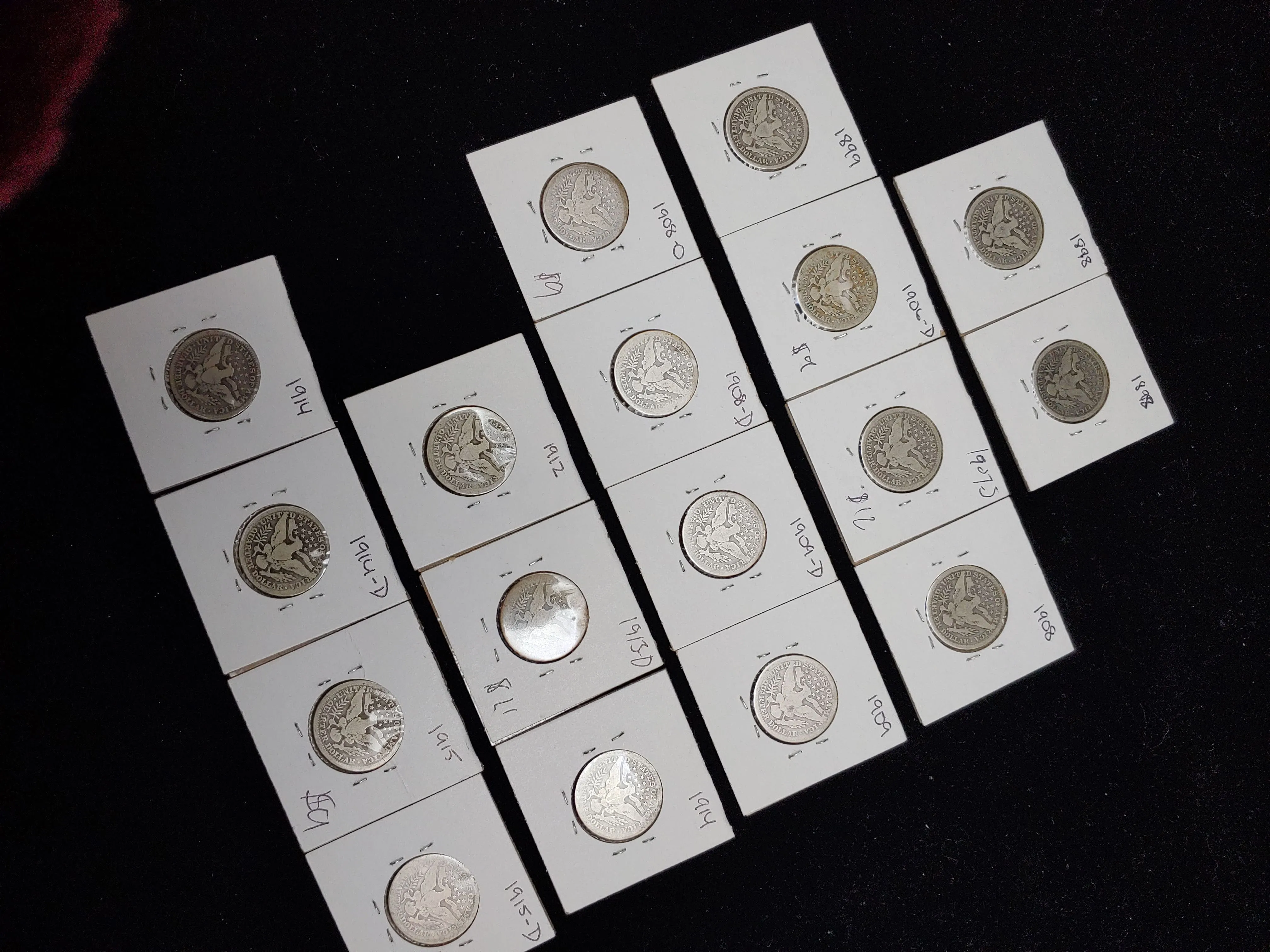 1898-1915-D SILVER BARBER PAGE OF 17 COINS - $300 APR Value w/ CoA!