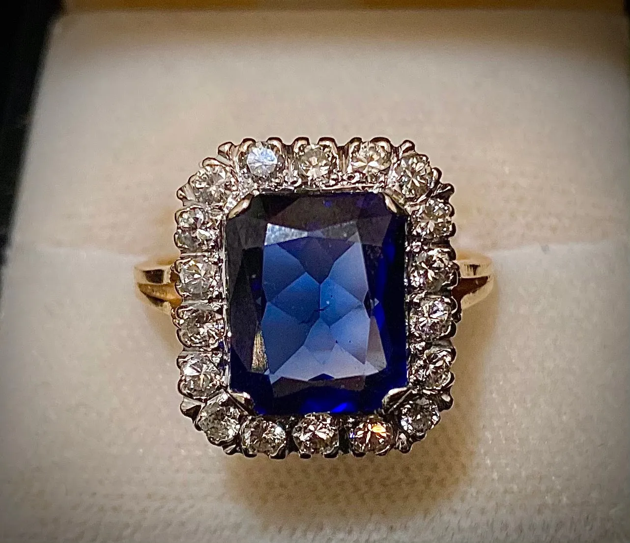 1910's Victorian Design Solid Yellow/White Gold with Sapphire & Diamond Ring - $30K Appraisal Value w/CoA}