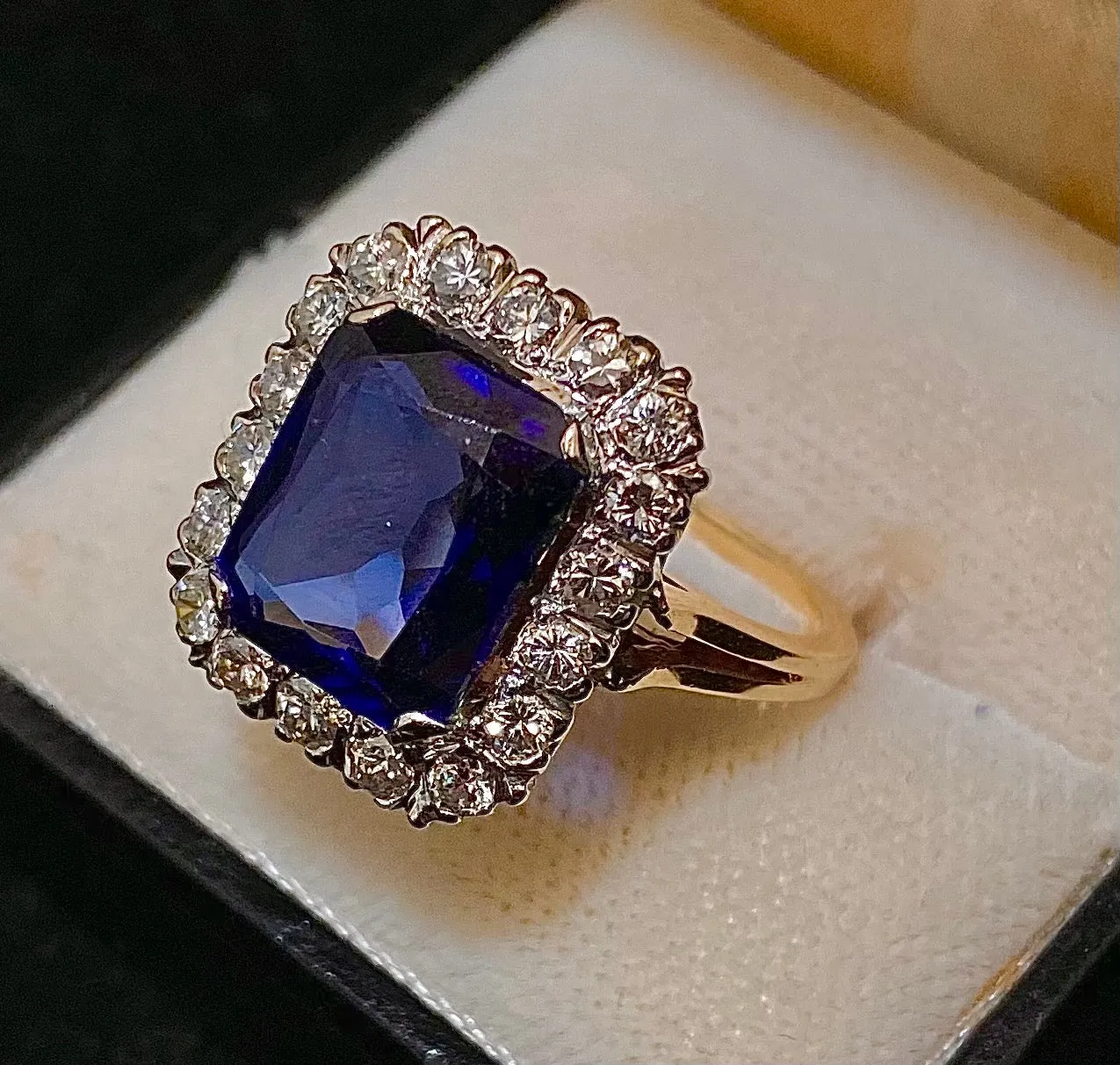 1910's Victorian Design Solid Yellow/White Gold with Sapphire & Diamond Ring - $30K Appraisal Value w/CoA}