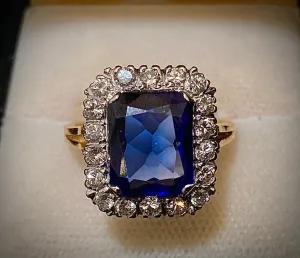 1910's Victorian Design Solid Yellow/White Gold with Sapphire & Diamond Ring - $30K Appraisal Value w/CoA}