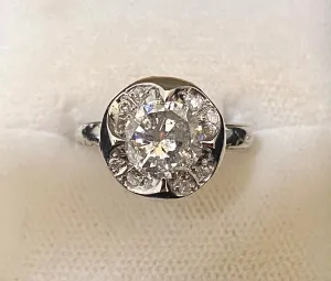 1920's Antique Designer's Platinum with 2  carats Diamond Ring - $50K APR w/CoA}