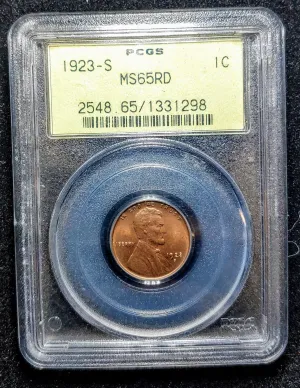 1923-S One Cent Lincoln Wheat MS-65RD (PCGS) - $200K APR Value w/ CoA! ✿✓