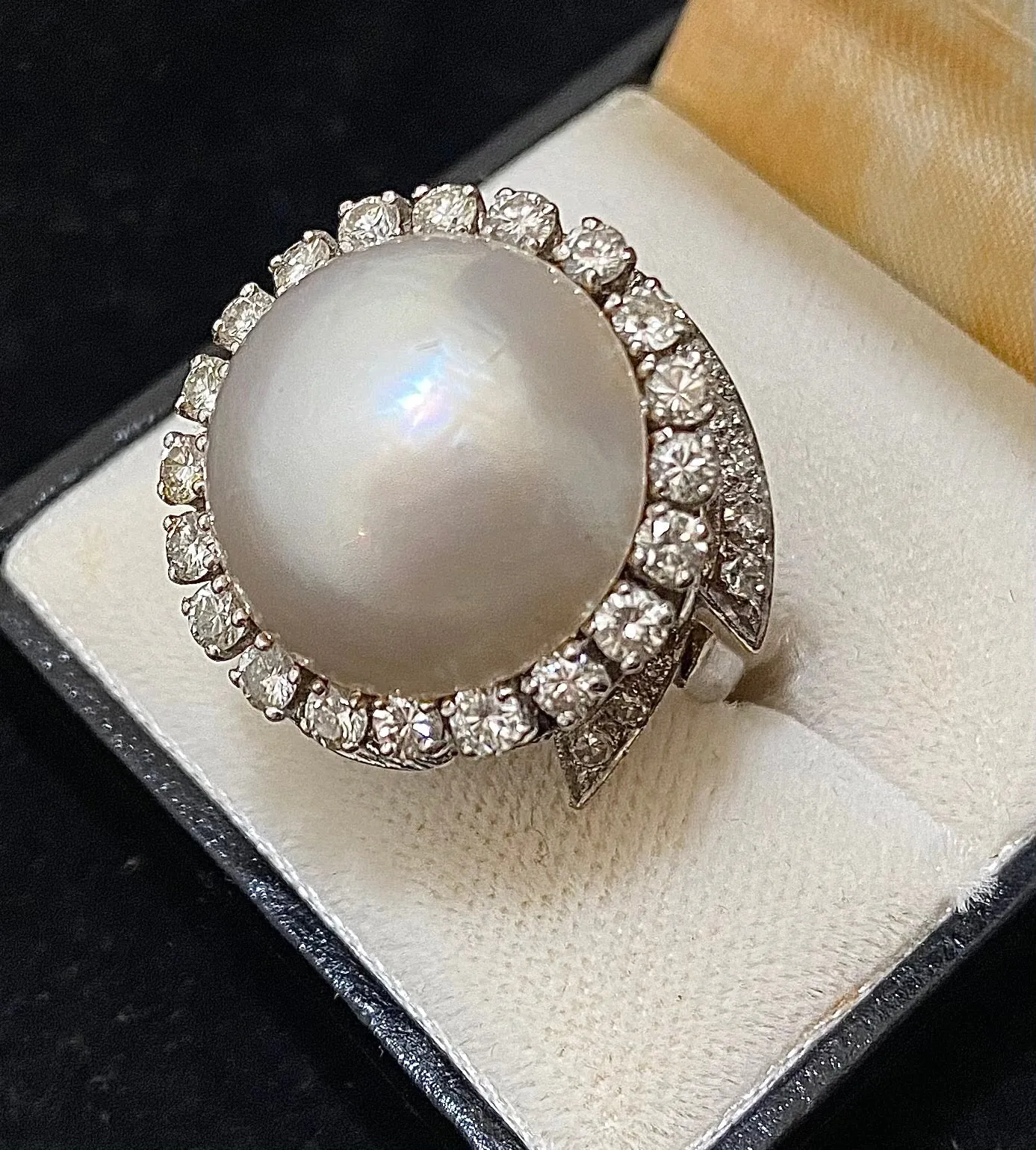 1930's Antique Designer's Platinum with Pearl & Diamonds Rig - $30K Appraisal Value w/CoA}