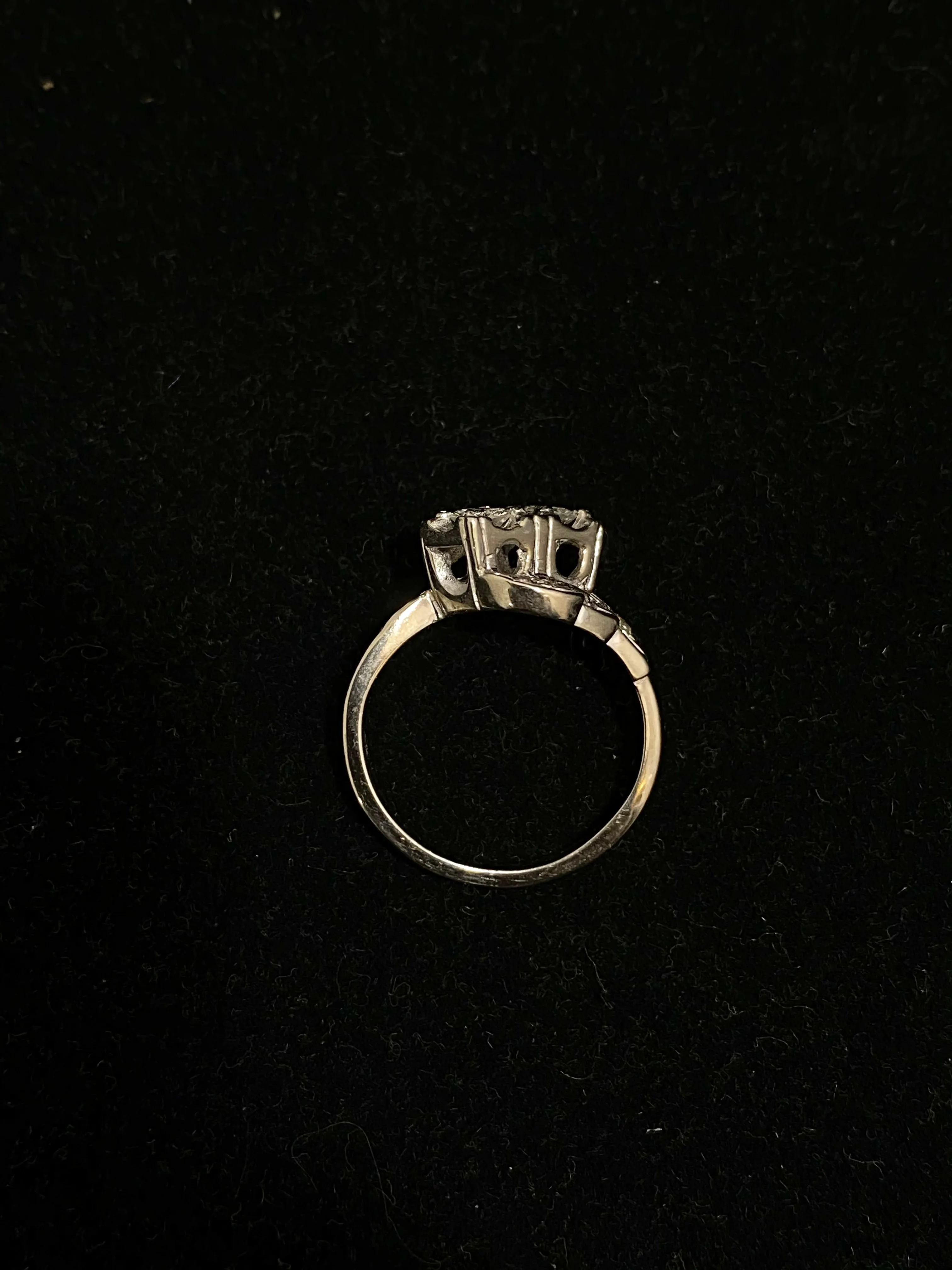 1940's Antique Designer's Solid White Gold with 8 Diamonds Ring - $8K Appraisal Value w/CoA}