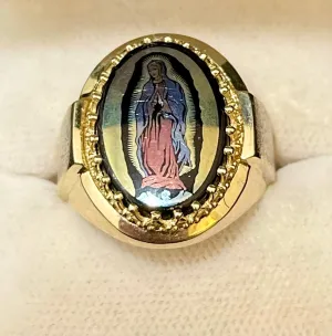 1940s Mother Mary image Hand-pained on Onyx stone SYG Ring - $6K APR Value w/CoA!