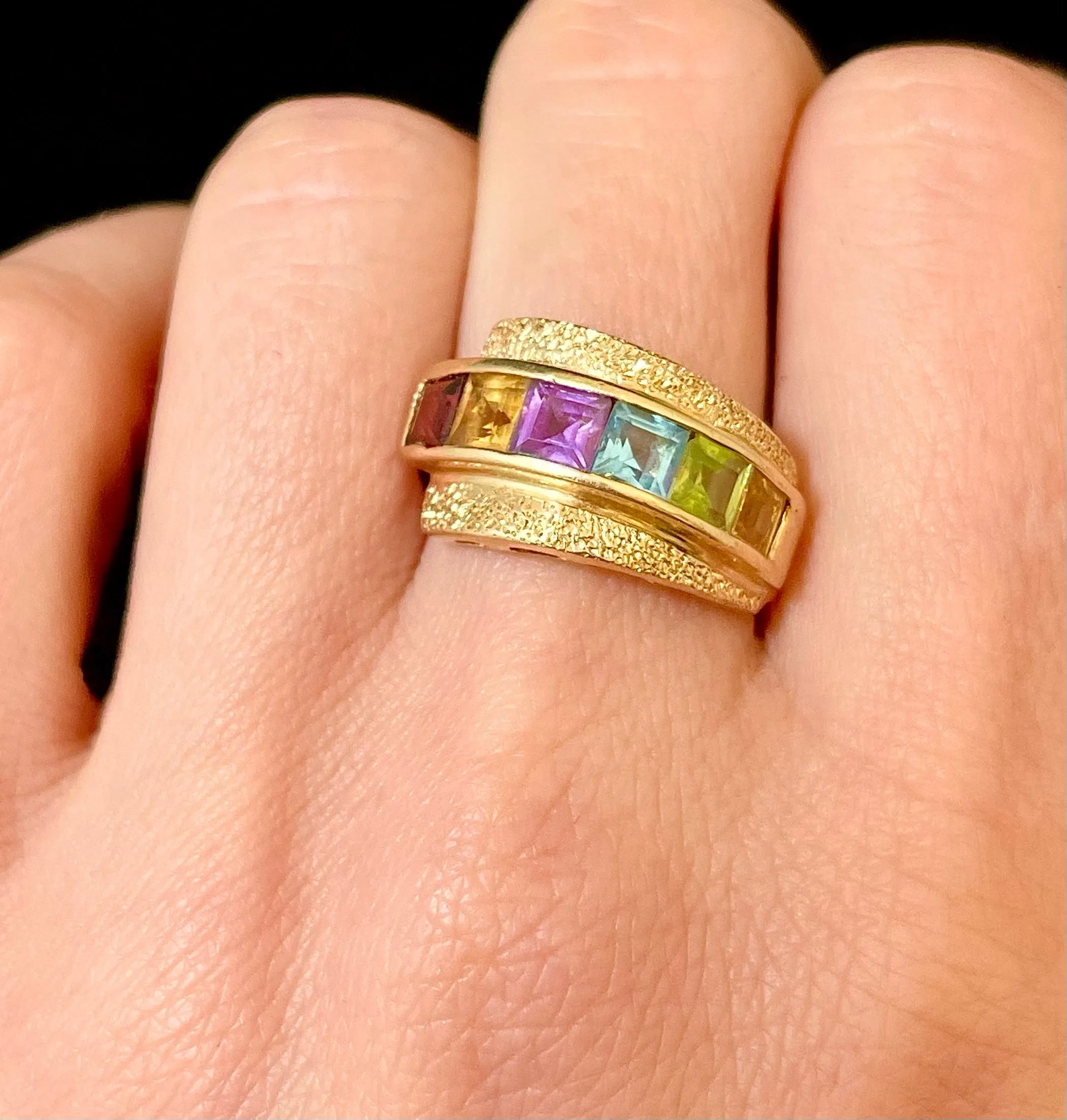 1940s SYG Citrine, Amethyst, Peridot, Aquamarine, Garnet Ring - $5K APR Value w/CoA!