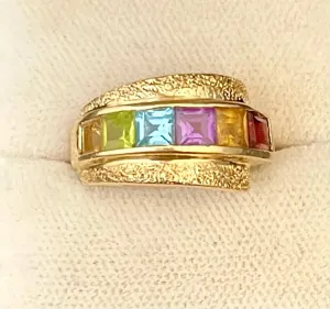 1940s SYG Citrine, Amethyst, Peridot, Aquamarine, Garnet Ring - $5K APR Value w/CoA!