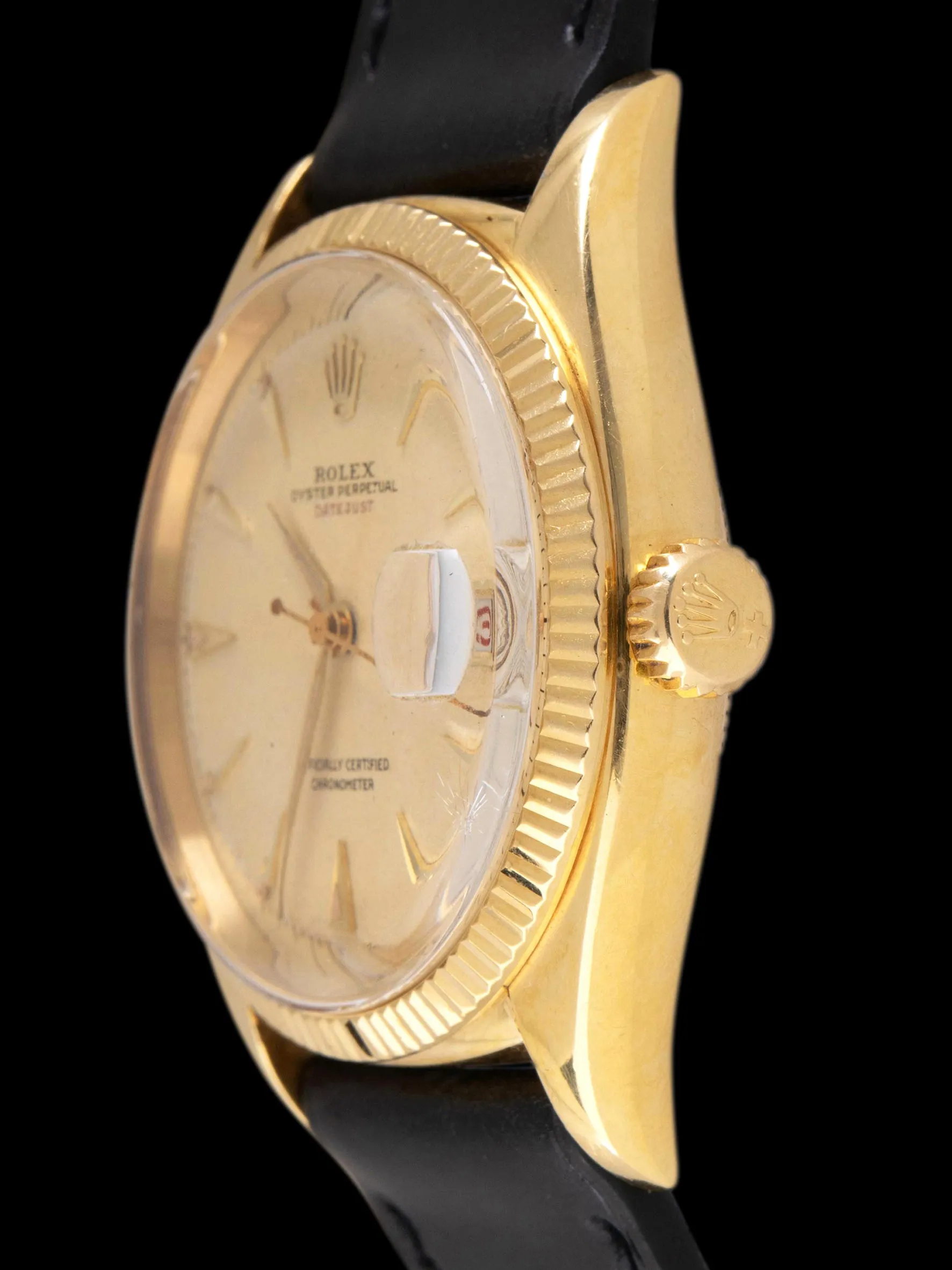 1955 Rolex Red Datejust 18K YG (Ref. 6305 1) "Ovettone" W/ Roulette Date Wheel