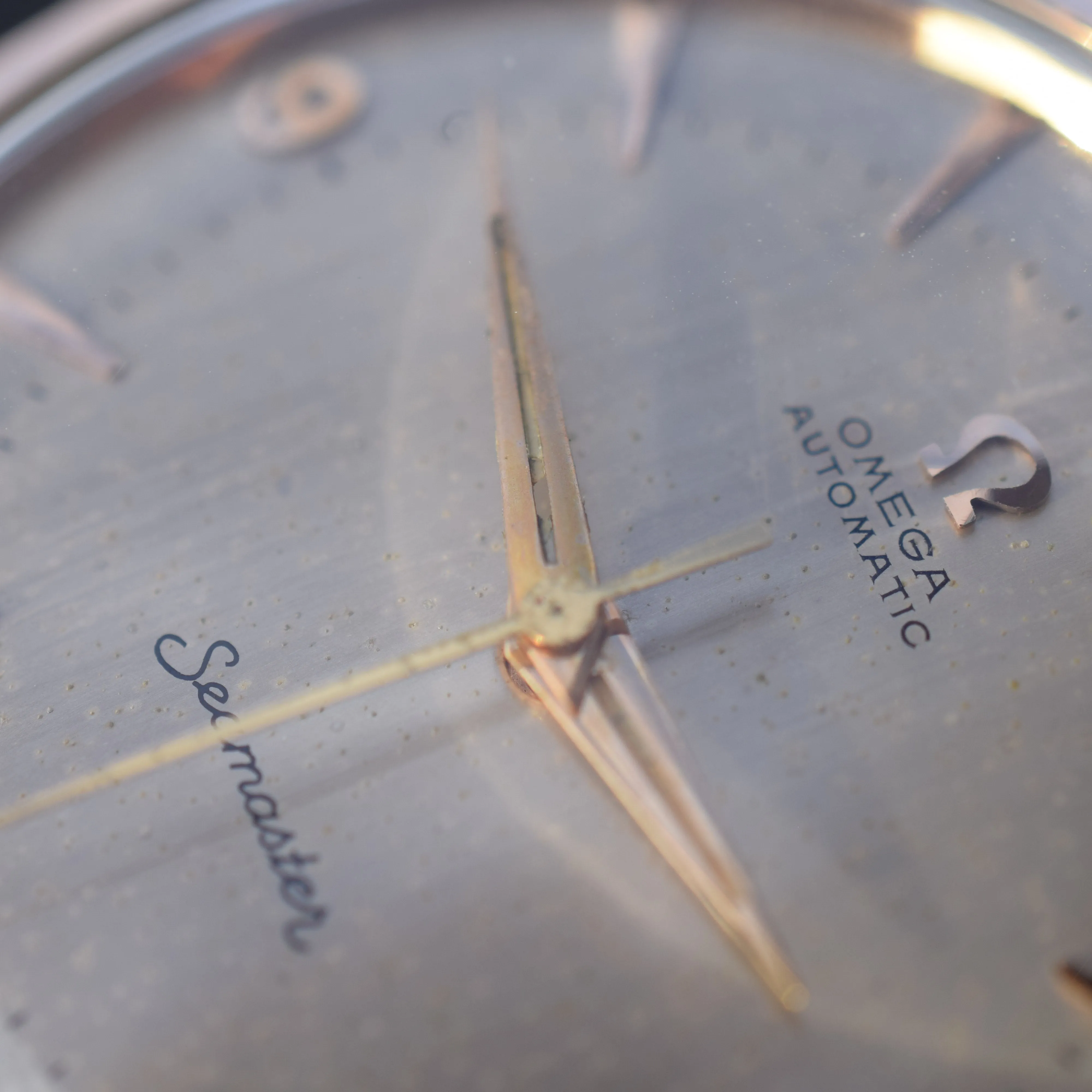 1956 Jumbo Oversized Omega Seamaster Automatic with Unique Two-Tone Tropicalised Dial Model 2857 in 36mm Gold Capped Case
