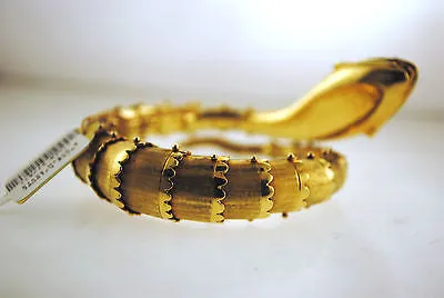 1960s Gorgeous Designer 18K Yellow Gold Snake Bracelet with Enamel & Diamonds - $30K VALUE