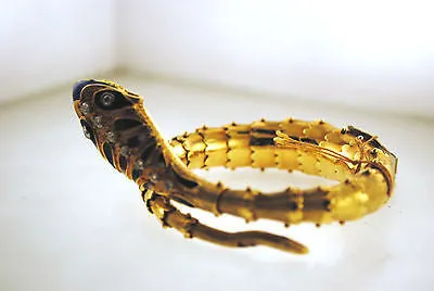 1960s Gorgeous Designer 18K Yellow Gold Snake Bracelet with Enamel & Diamonds - $30K VALUE