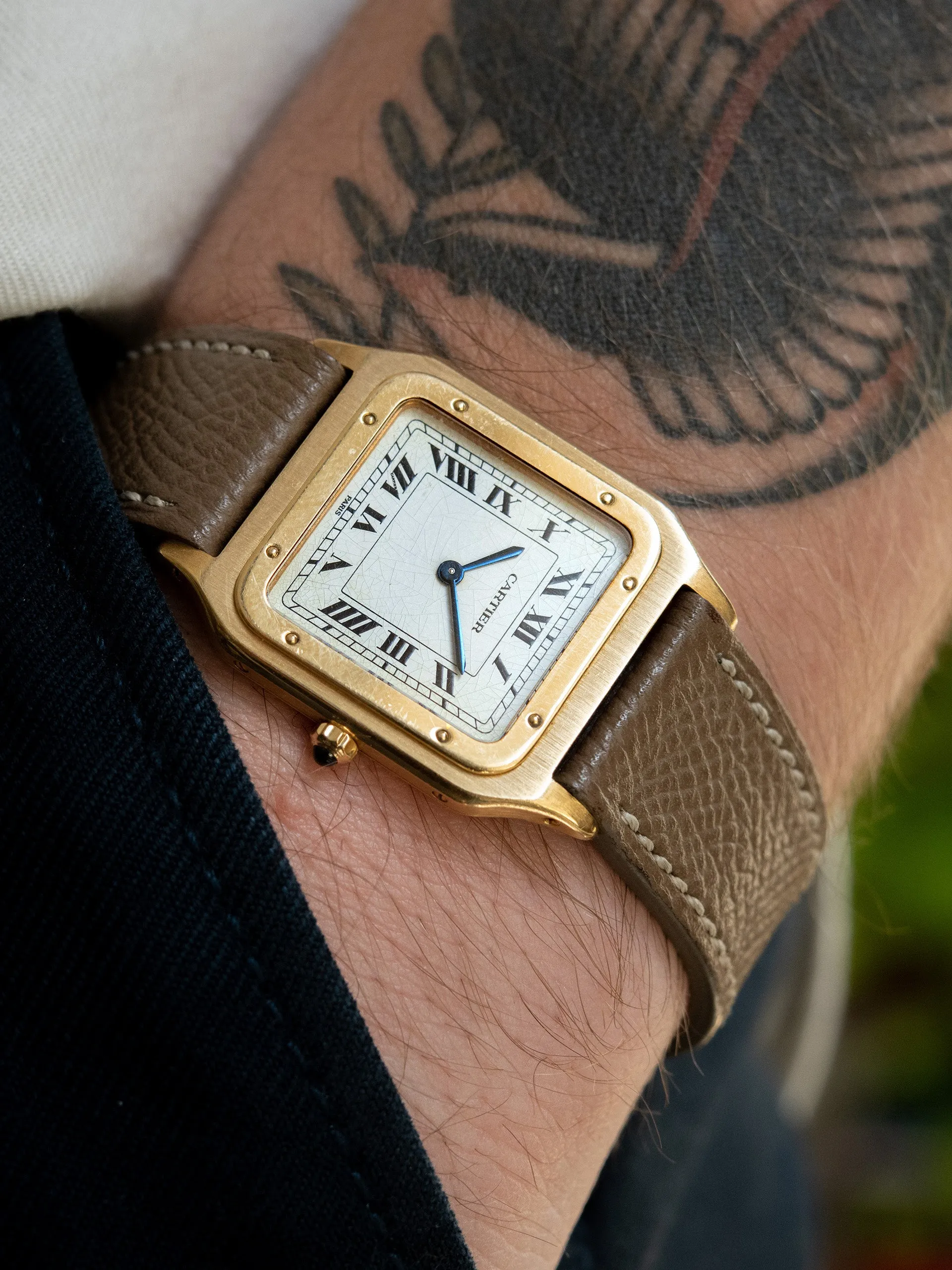 1980s Cartier Paris Santos-Dumont 18K YG (Ref. 96054) "Extra Plate"