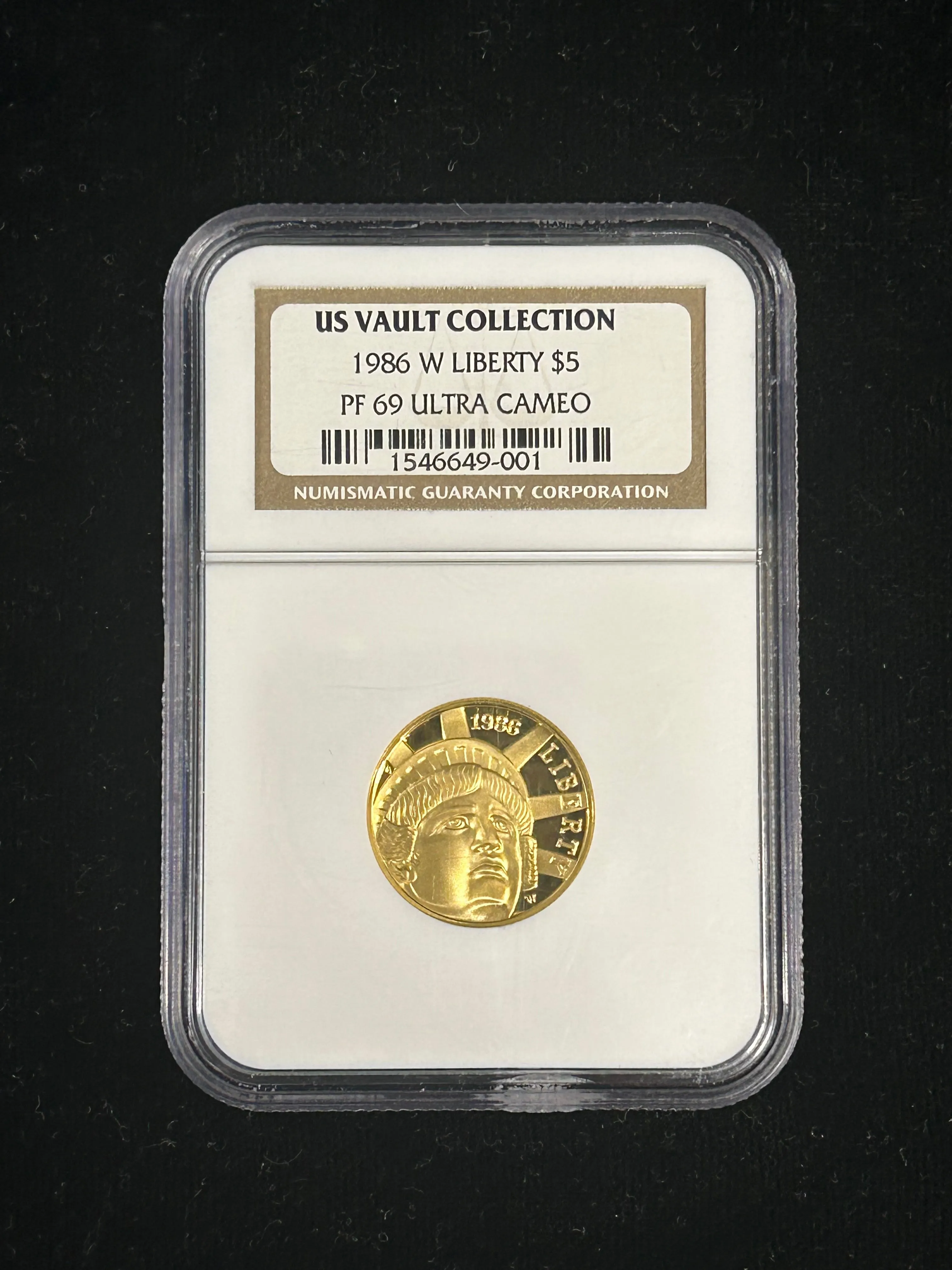 1986-W $5 Gold U.S. Vault PF-69 Ultra Cameo (NGC) - $1K APR Value w/ CoA!