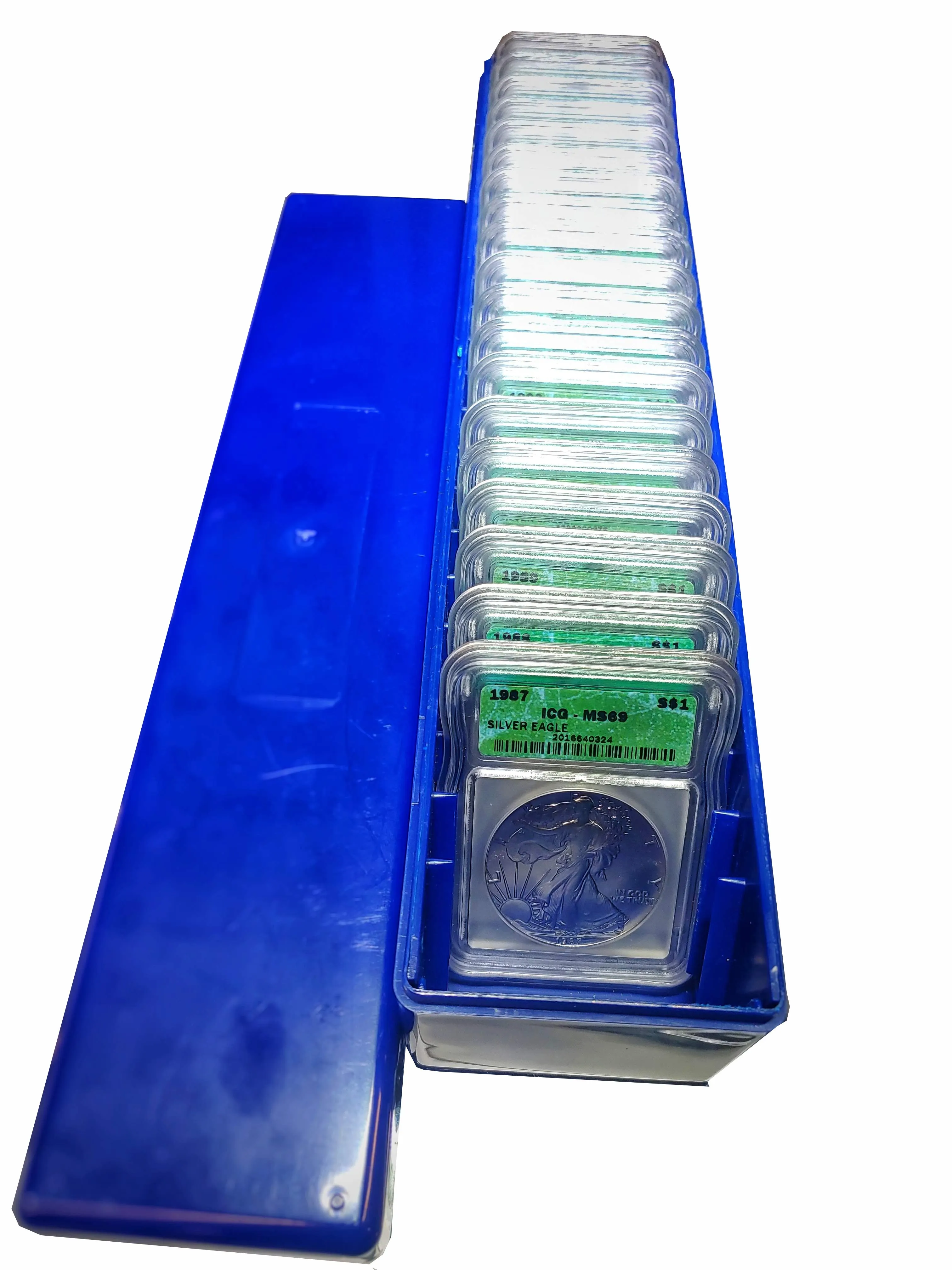 1989-2005  Lot of 19 Silver Eagle Dollars MS-69 (ICG) - $5K APR Value w/ CoA! ✿✓