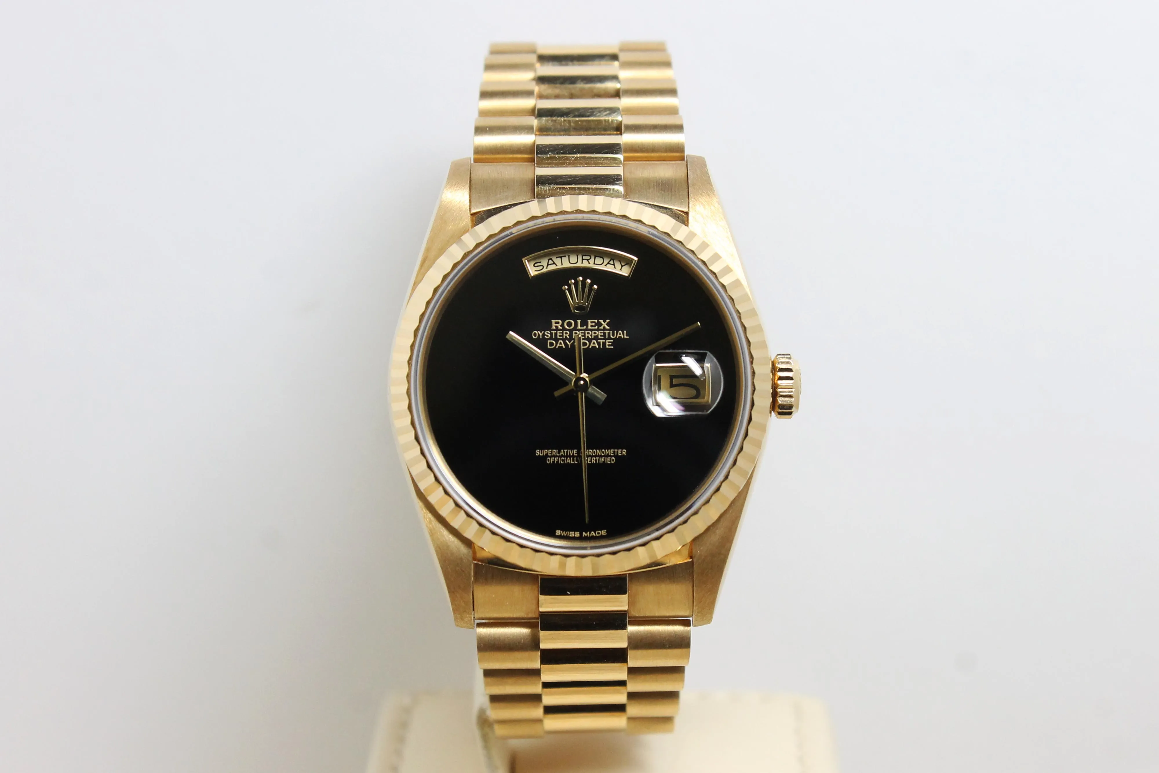 1989 Rolex Day Date Onyx NOS Ref. 18238 (Full Set)