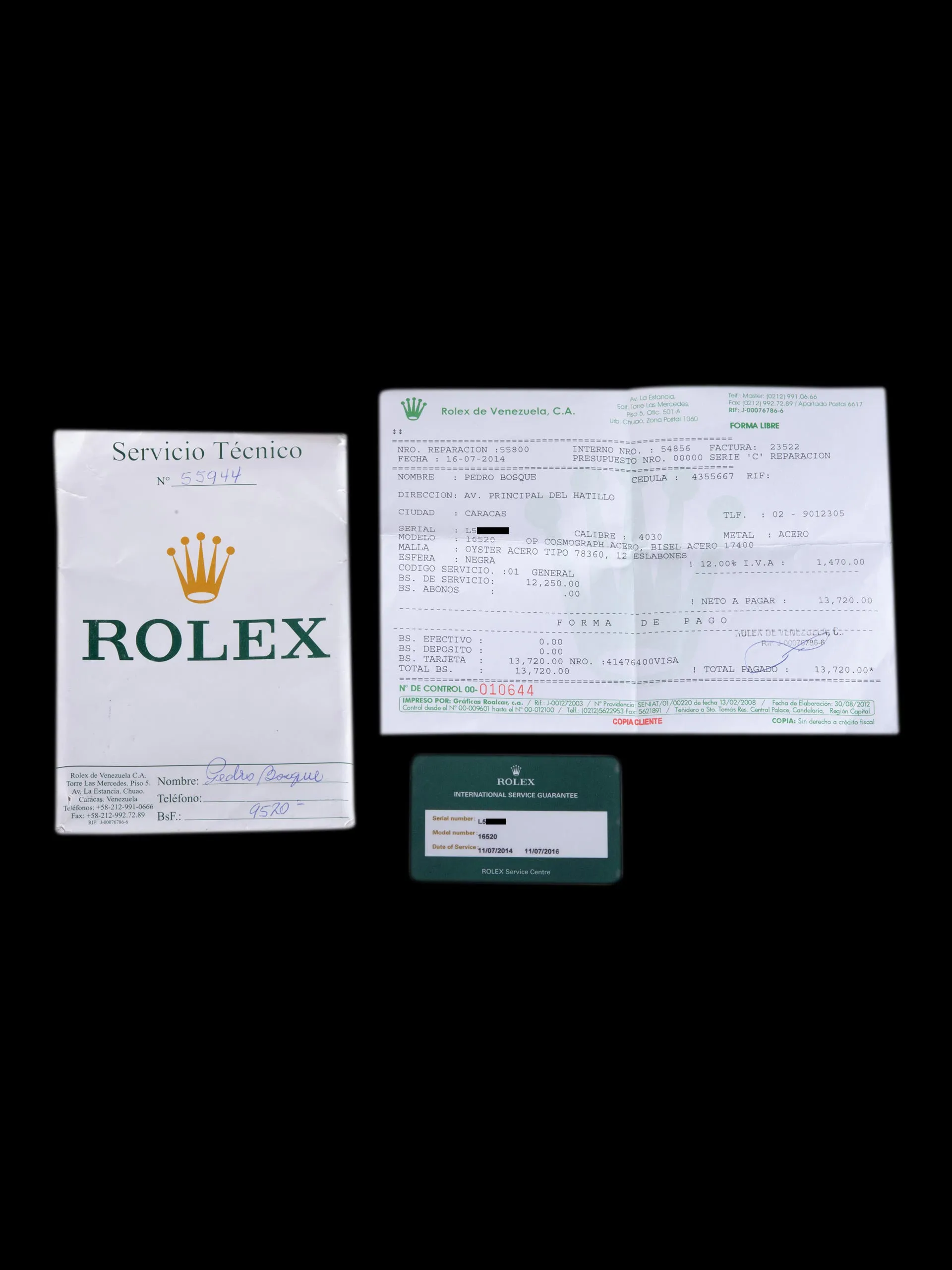 1989 Rolex Zenith Daytona (Ref. 16520) Black Mk. I "Floating Cosmograph" Dial W/ Box, RSC Paperwork, & Booklets