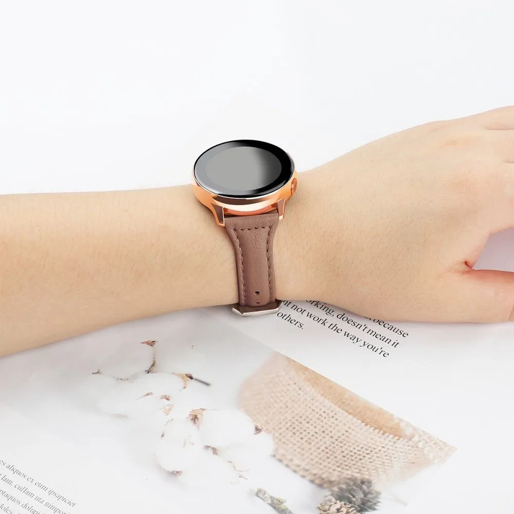 20mm Universal simple genuine leather watch strap with - Coffee