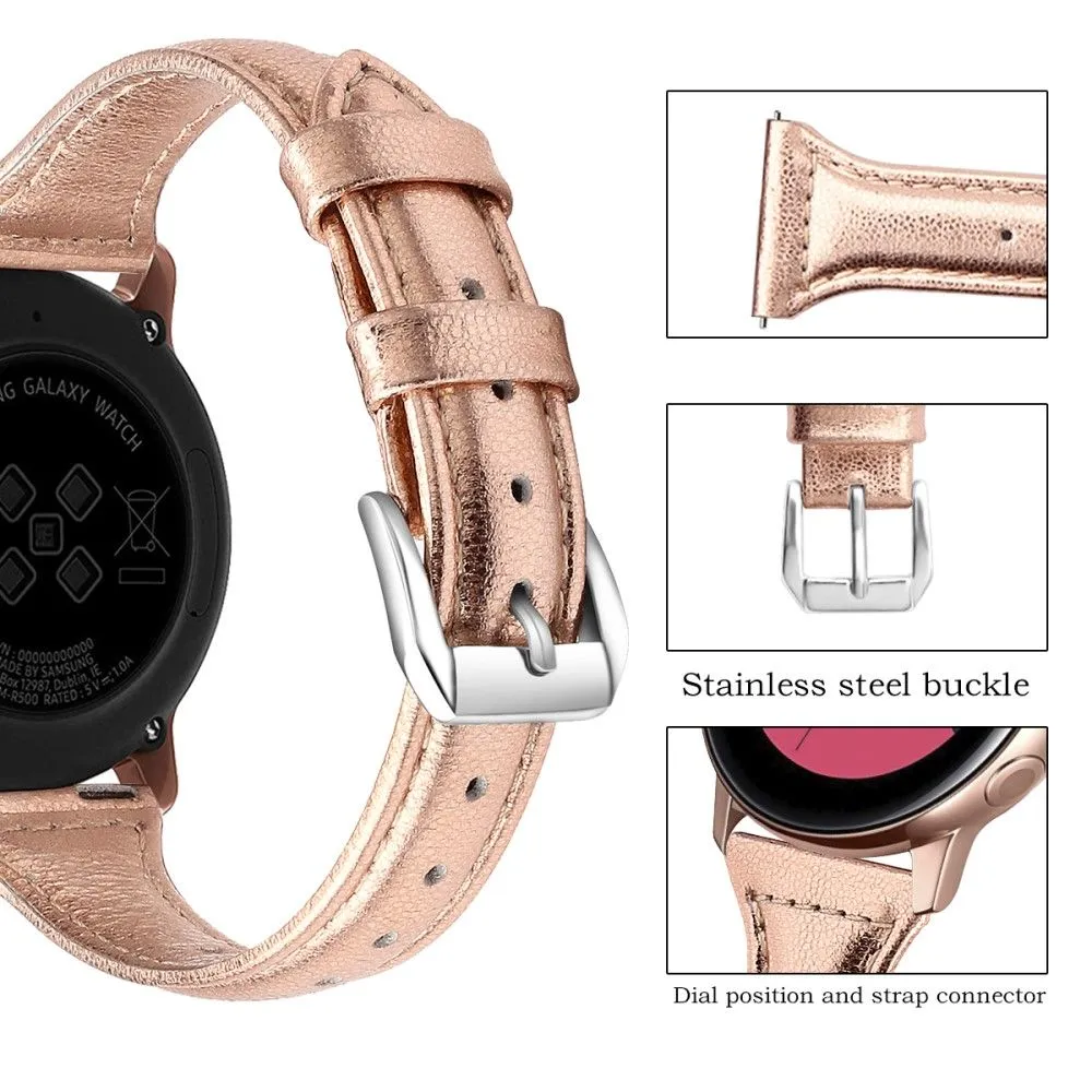20mm Universal simple genuine leather watch strap with - Rose Gold