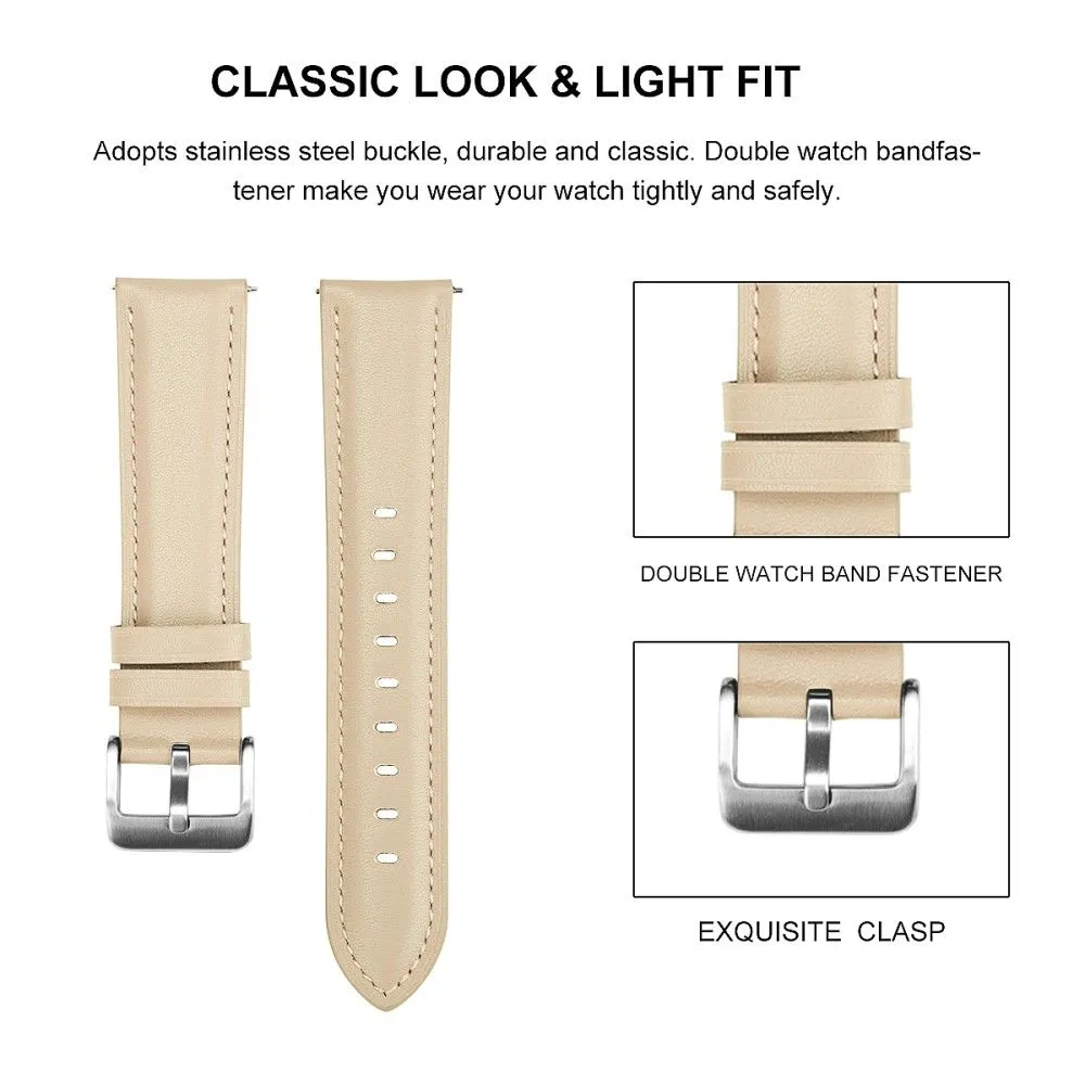 22mm Universal cowhide leather watch strap - Apricot
