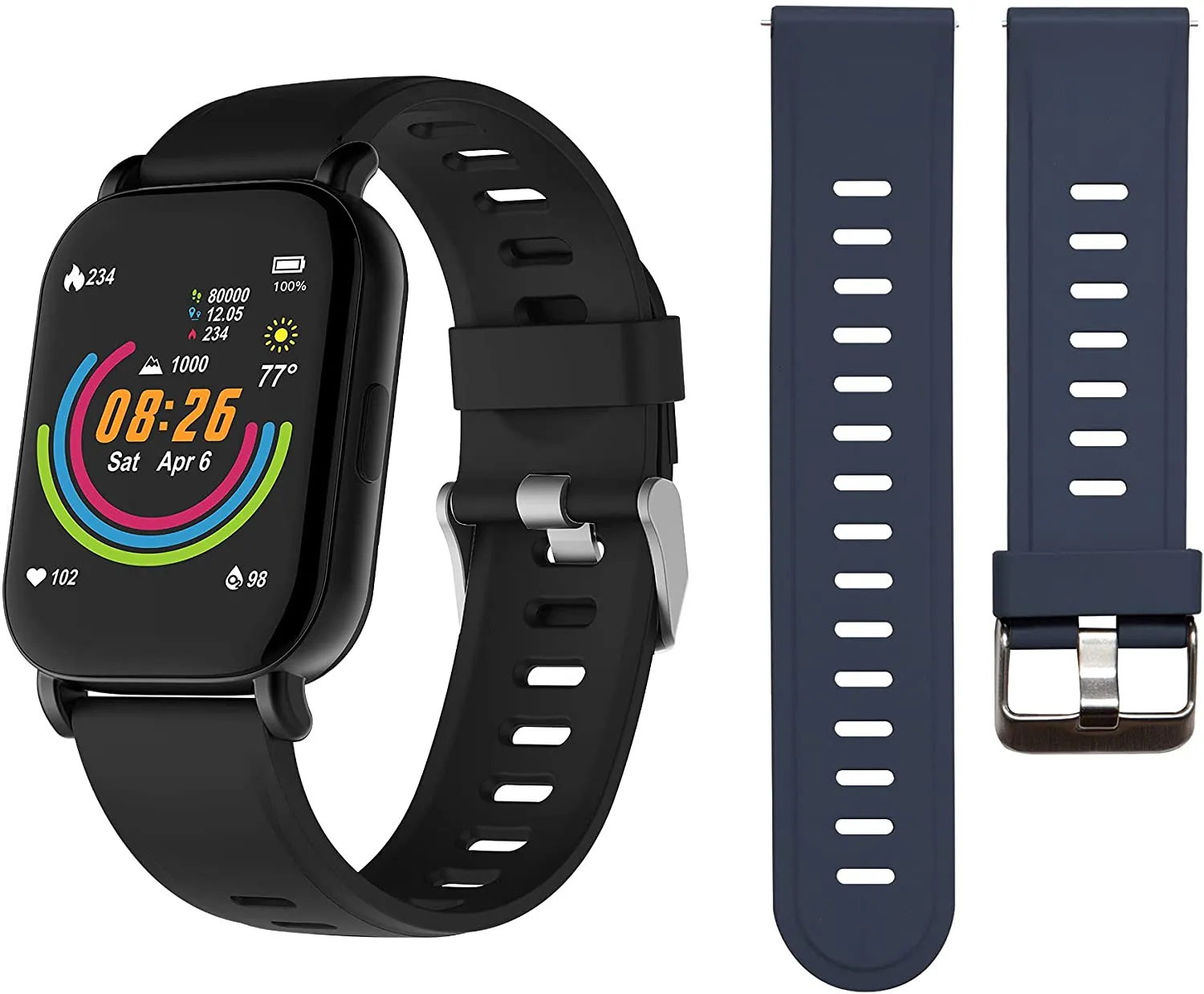 3Plus Smart Watch Built-in Fitness Tracker with Heart Rate and Blood Oxygen Monitor,Sleep Monitor Waterproof HD Color Touchscreen for Men Women Compatible with iPhone & Android Phone