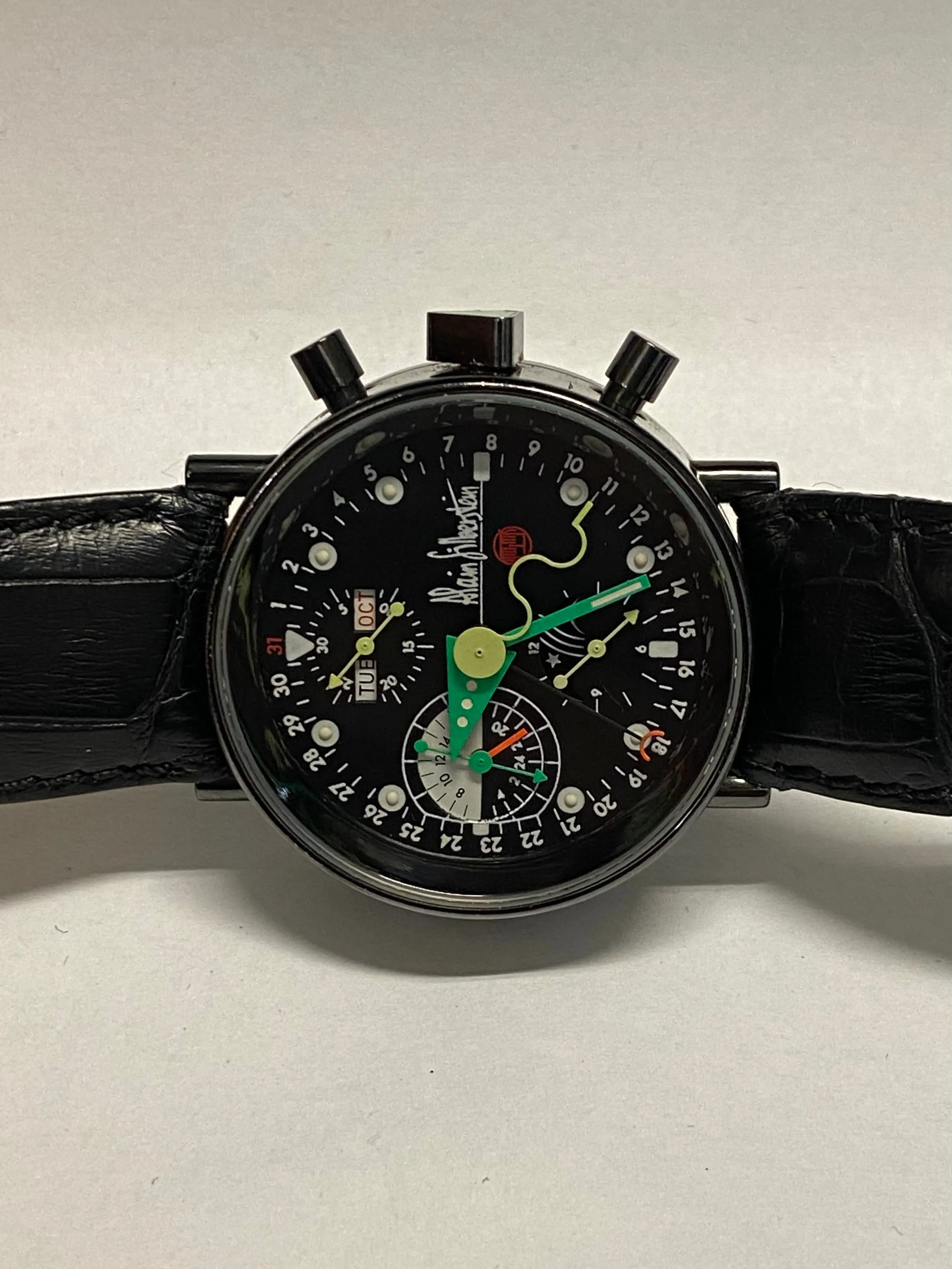 ALAIN SILBERSTAIN Large Chronograph Special Hand Painted Dial Men's Watch- $20K APR w/ COA!!!!