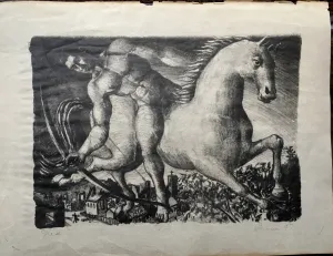 ALBERT K. POUNIAN "Jlid", Rare Charcoal Print, Numbered 7/10, 1947 - $3K VALUE*
