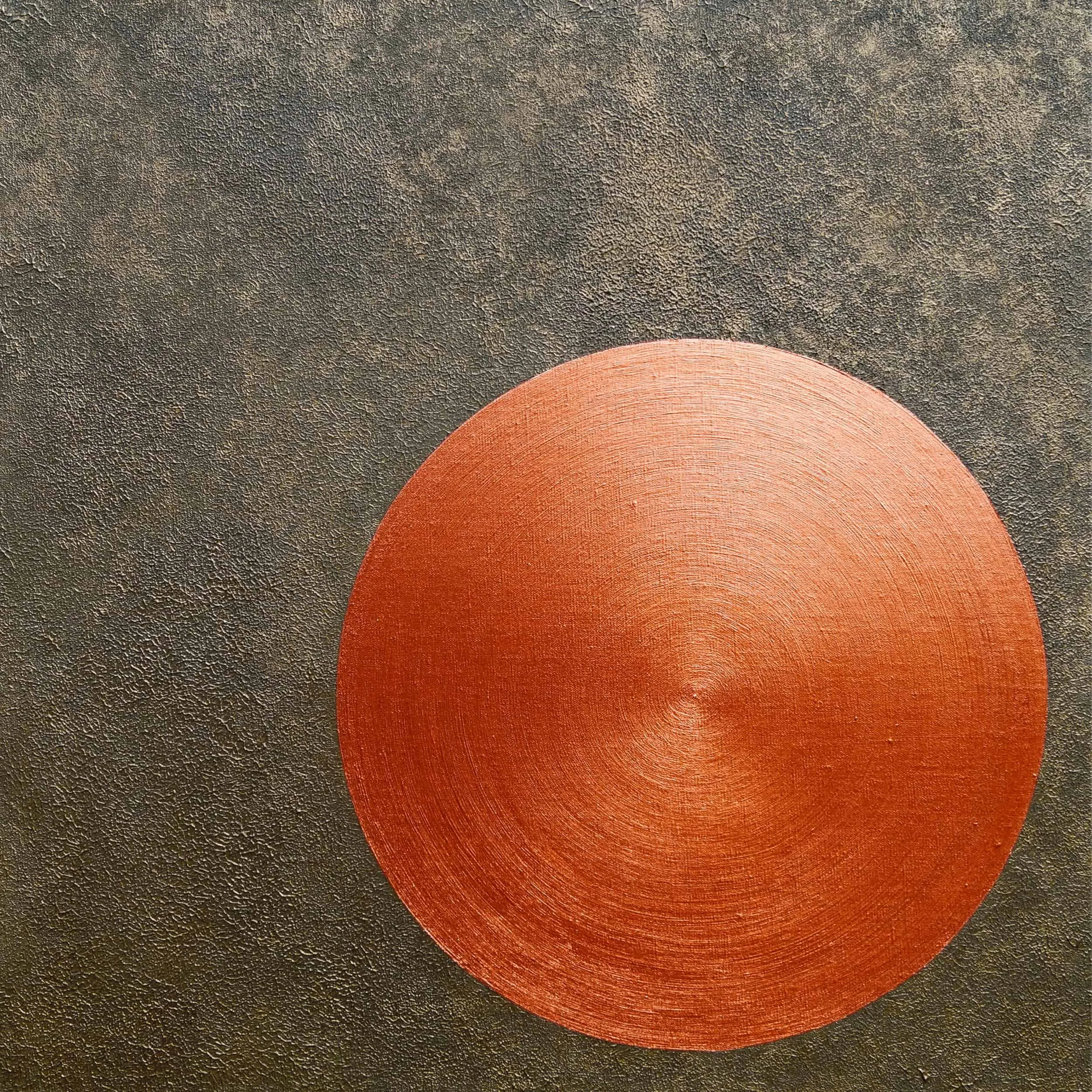 ALESSIA LU  "Red Disk On Rifle-Green Texture" Acrylic on Canvas, 2018