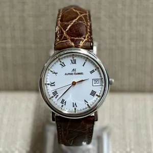 Alfred Hammel 18K White Gold & Date Feature Unique Men's Watch- $20K APR w/ COA!