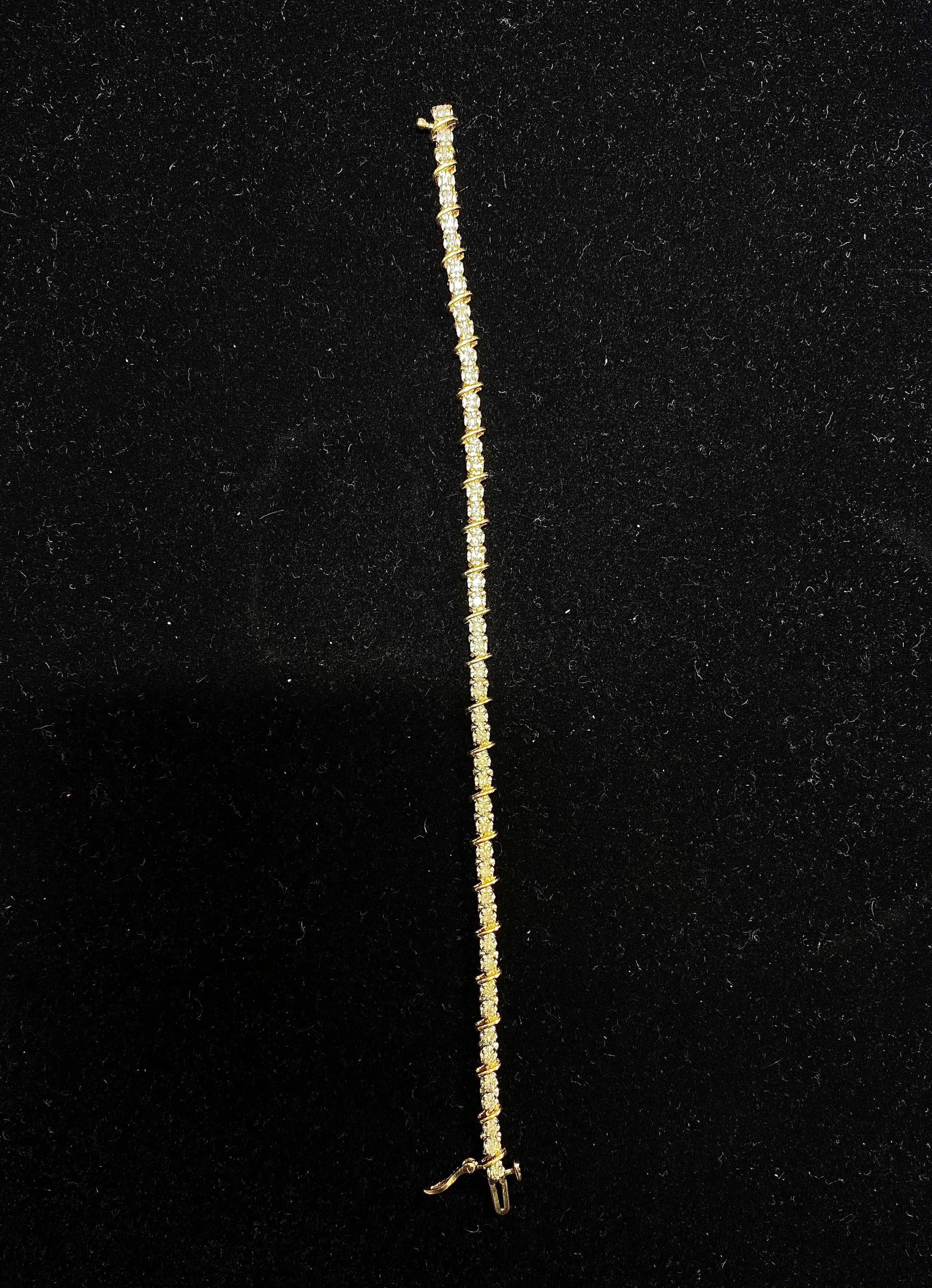 AMAZING Designer 48 Double-Diamonds 2cts Yellow Gold Tennis Bracelet - $10K Appraisal Value! }