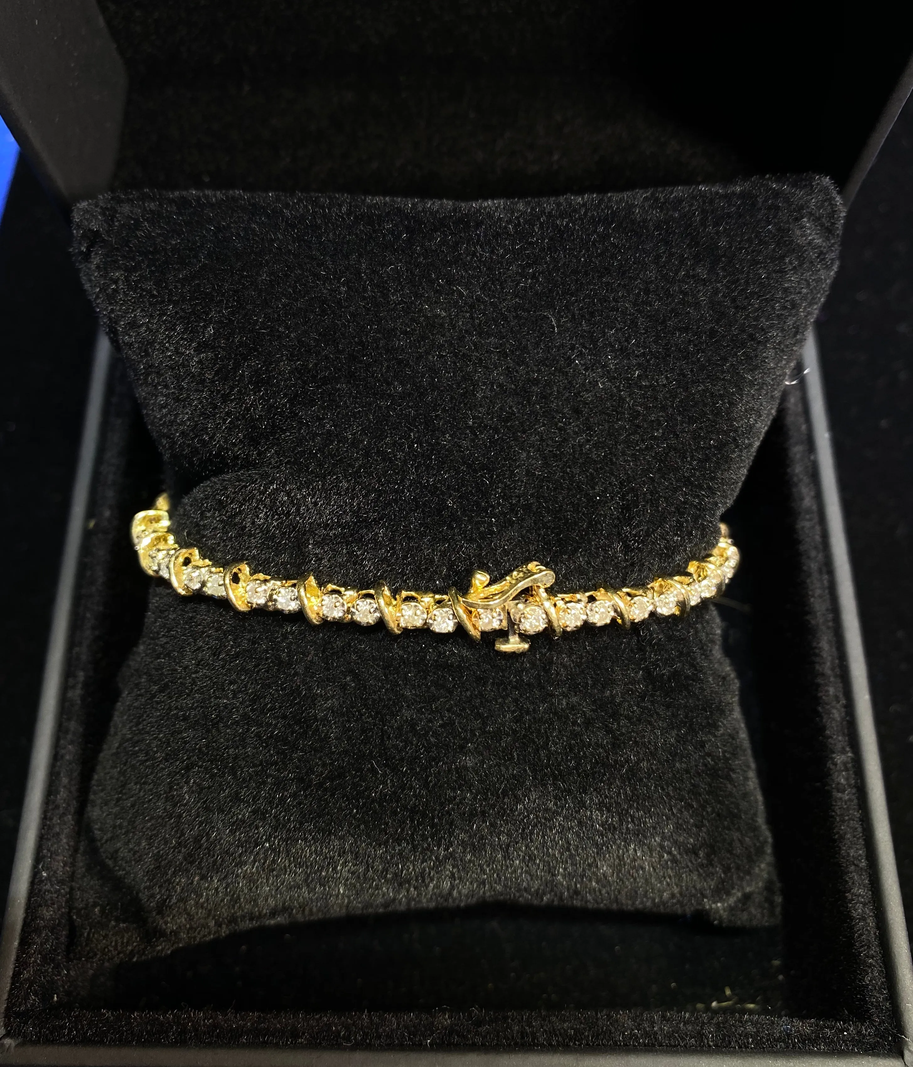 AMAZING Designer 48 Double-Diamonds 2cts Yellow Gold Tennis Bracelet - $10K Appraisal Value! }