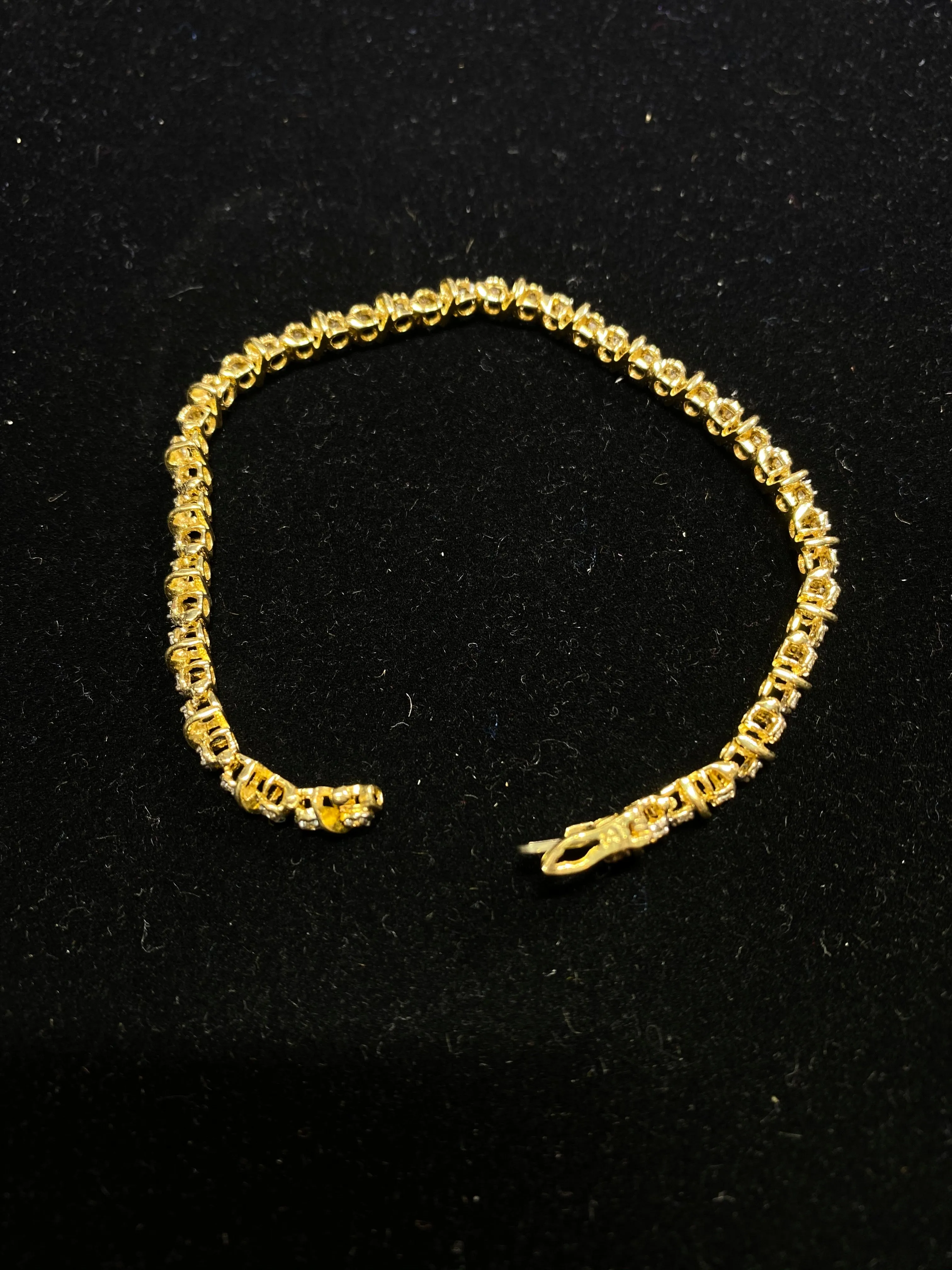 AMAZING Designer 48 Double-Diamonds 2cts Yellow Gold Tennis Bracelet - $10K Appraisal Value! }