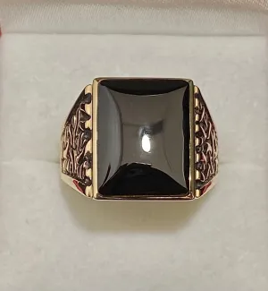 Amazing Designer Solid Yellow Gold with Onyx Black Inlay Detail Ring - $6K Appraisal Value w/CoA}