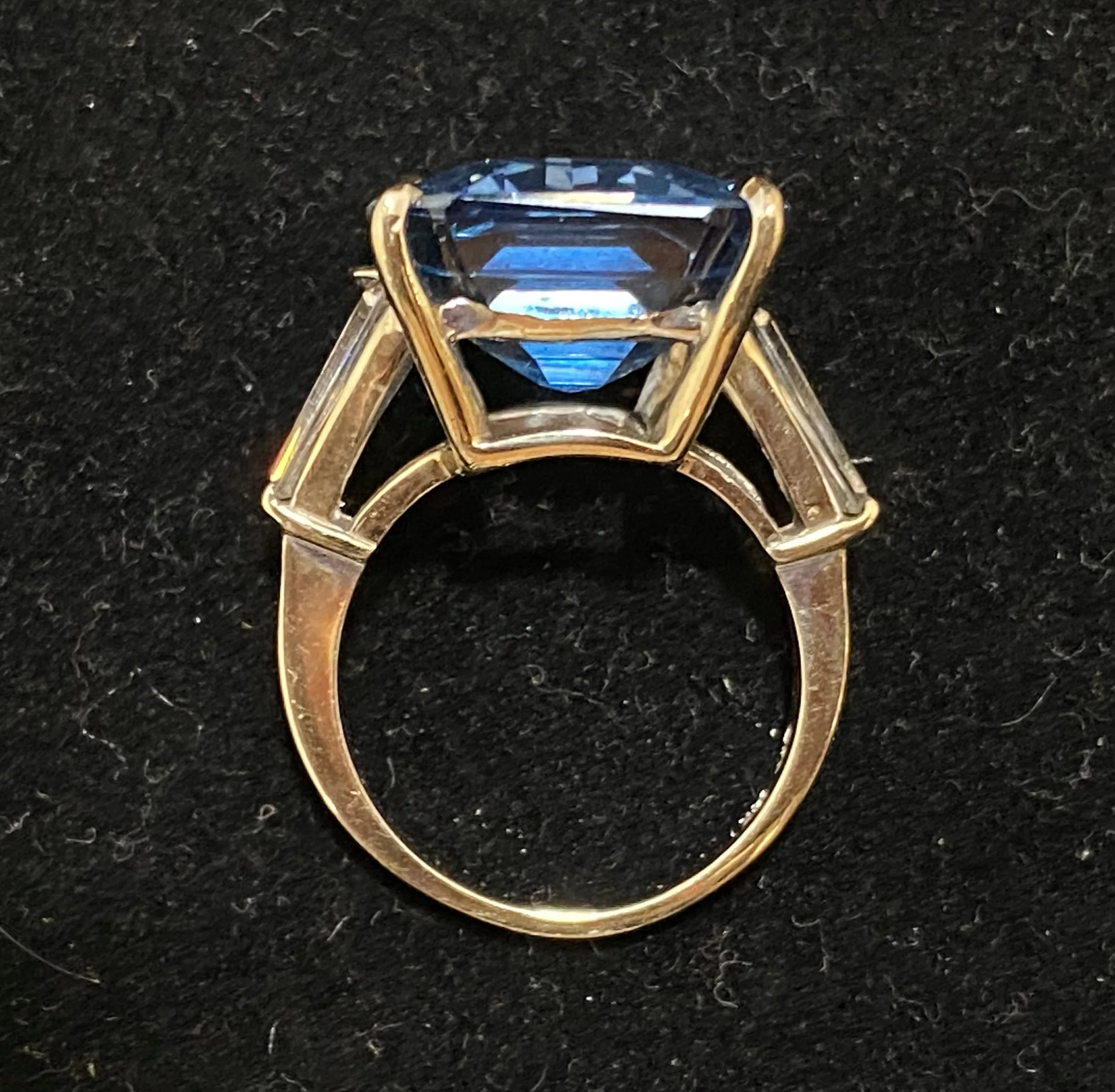 Amazing Solid White Gold 50  Ct. Blue Topaz Ring w/ Diamond Accent - $60K Appraisal Value w/CoA}