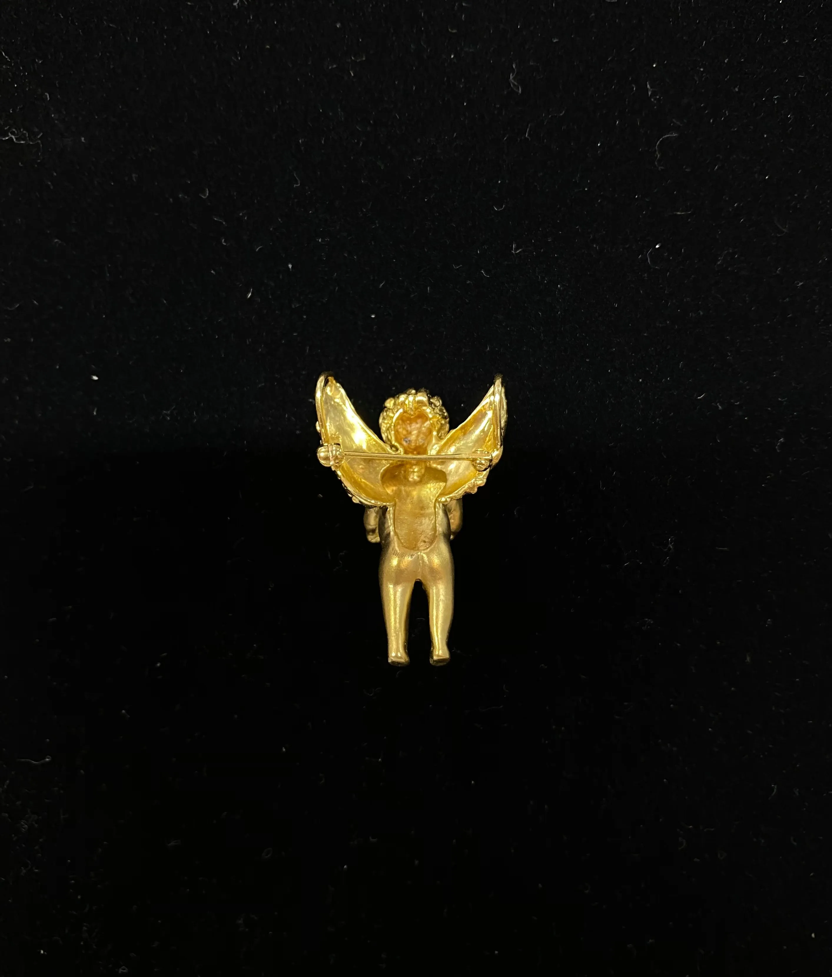 AMAZING Solid Yellow Gold Cupid Brooch/Pendant w/ 20 Diamonds! - $12K Appraisal Value! }✓