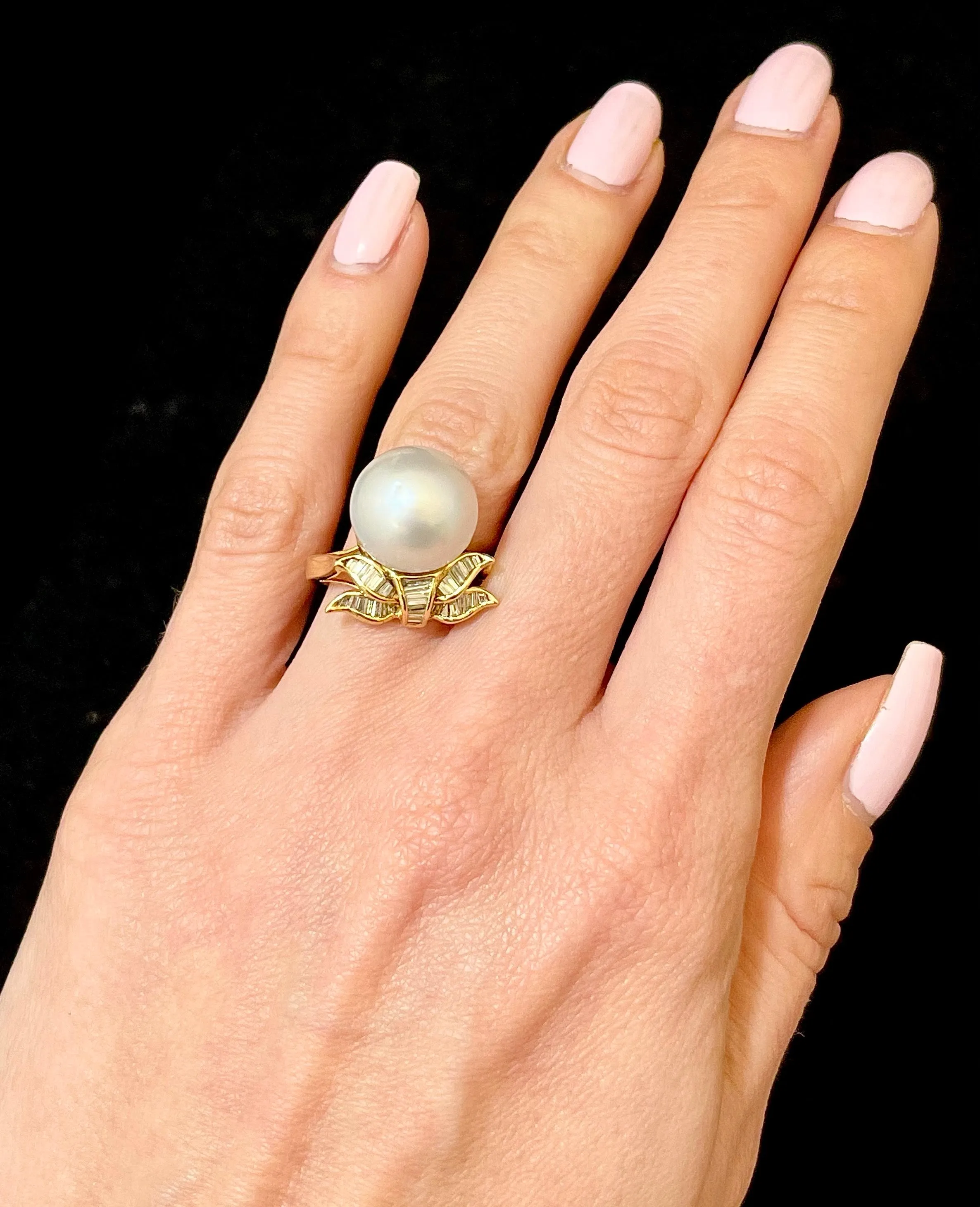 Antique Designer White Pearl & Diamond SYG Ring - $6K Appraisal Value w/CoA!