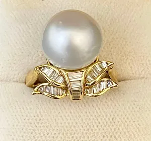 Antique Designer White Pearl & Diamond SYG Ring - $6K Appraisal Value w/CoA!