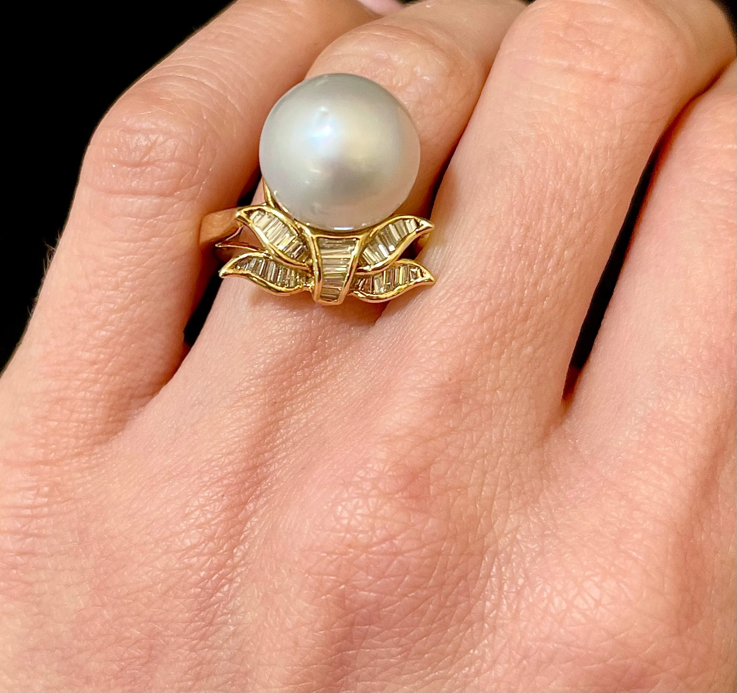Antique Designer White Pearl & Diamond SYG Ring - $6K Appraisal Value w/CoA!