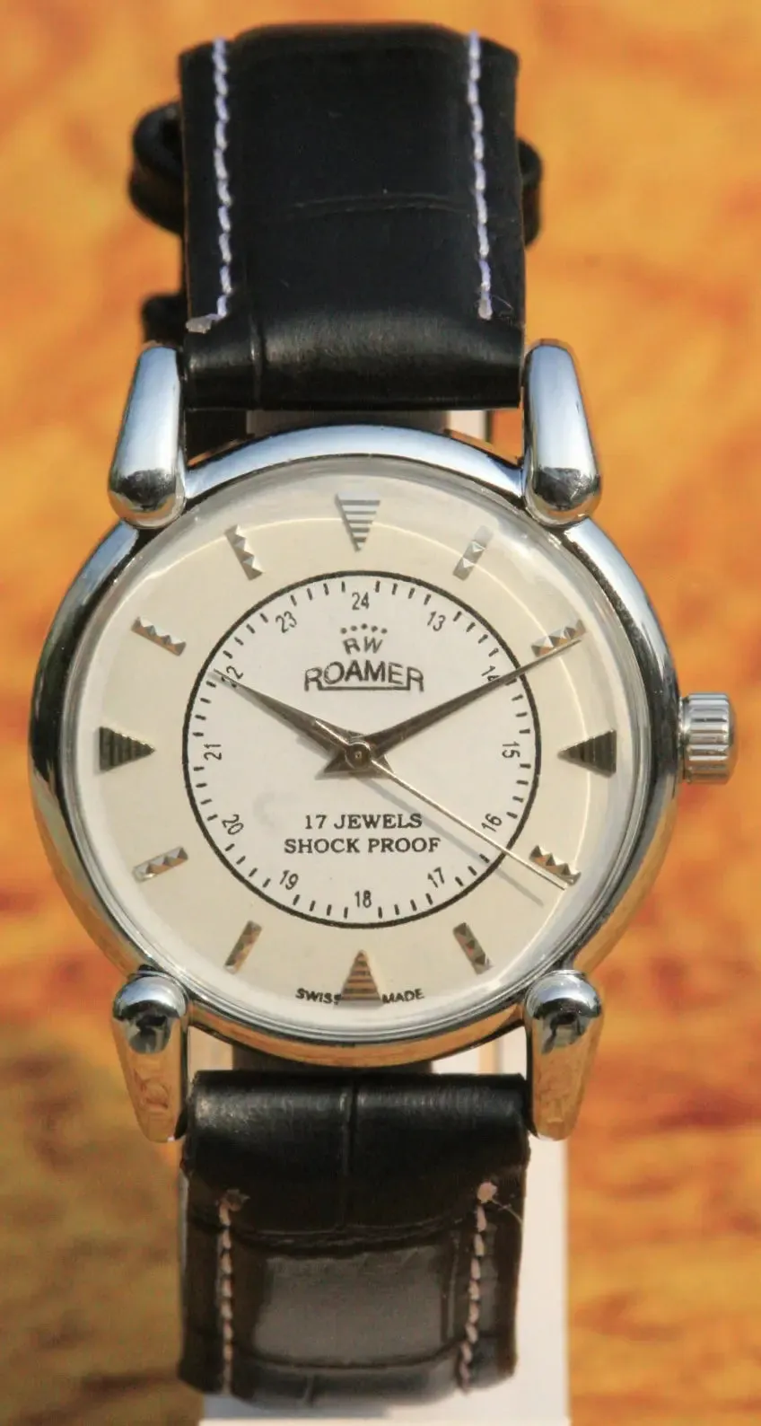 Antique Wristwatch Vintage Roamer 17 Jewels FHF ST96 Mechanical Hand Wind Swiss Made Men's