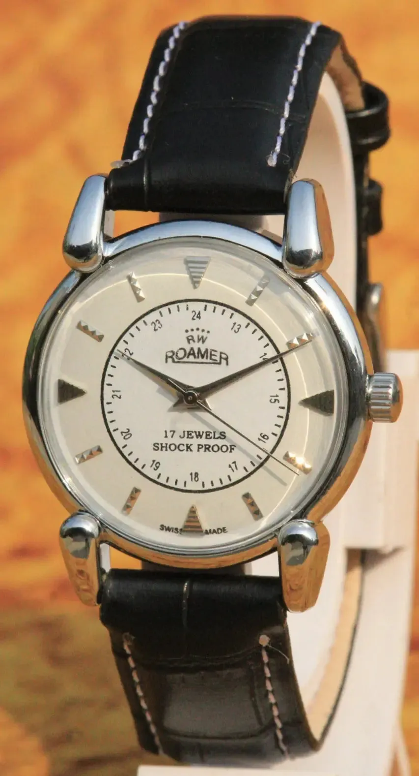Antique Wristwatch Vintage Roamer 17 Jewels FHF ST96 Mechanical Hand Wind Swiss Made Men's