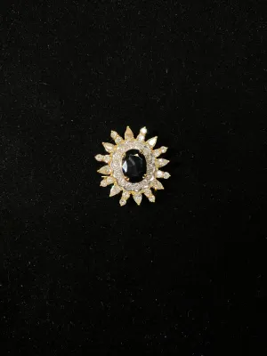 Beautiful 18K WG/YG Sun Motif Brooch Pendant w/ 7.0ct Sapphire & 38-Diamonds! - $60K Appraisal Value w/CoA}