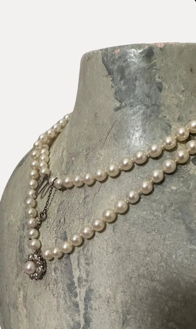 BEAUTIFUL 1940's PEARL w DIAMOND PENDANT & 18K WHITE GOLD CLASP - $12K APR w COA
