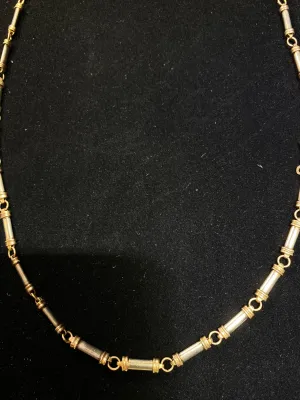 Beautiful Vintage 2-Tone Solid Yellow/White Gold Chain Necklace - $8K Appraisal Value w/ CoA! }
