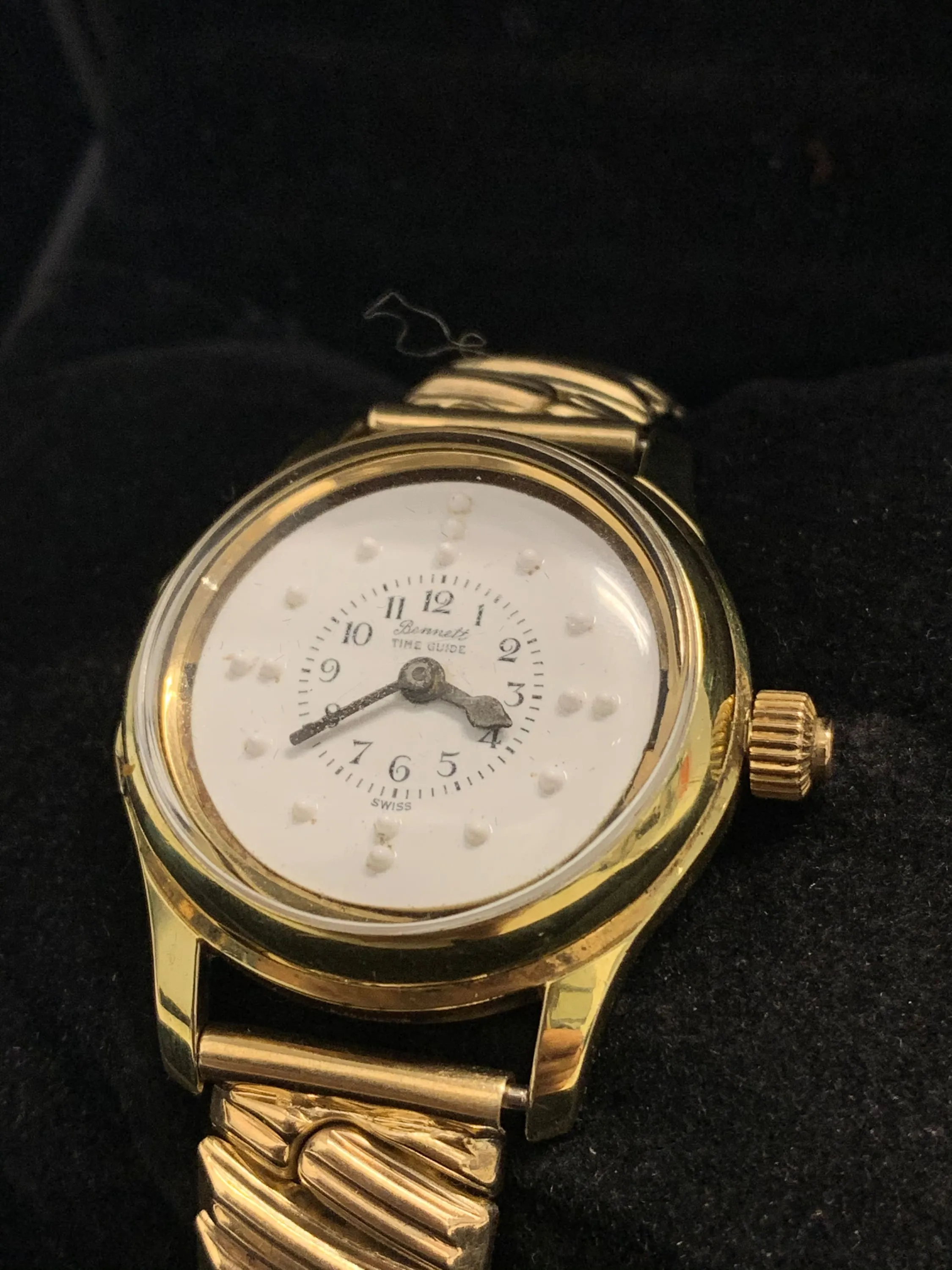 BENNETT TIME GUIDE Vintage circa 1960s Wristwatch w/ Braille Dial - $1.5K APR Value w/ CoA!