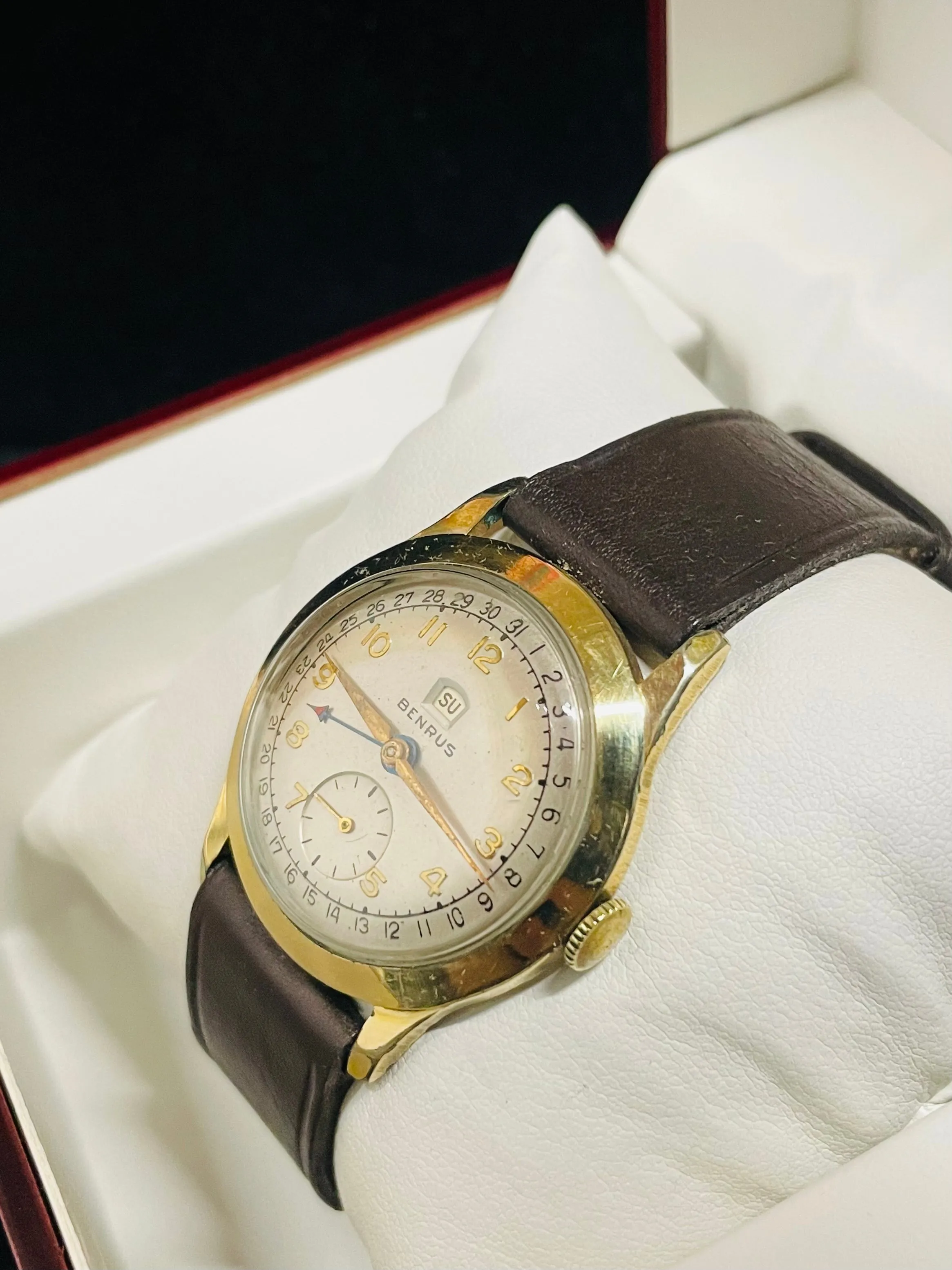 BENRUS RARE VINTAGE 1950'S FINE CONDITION MECHANICAL MEN'S WATCH-$6K APR w/ COA!