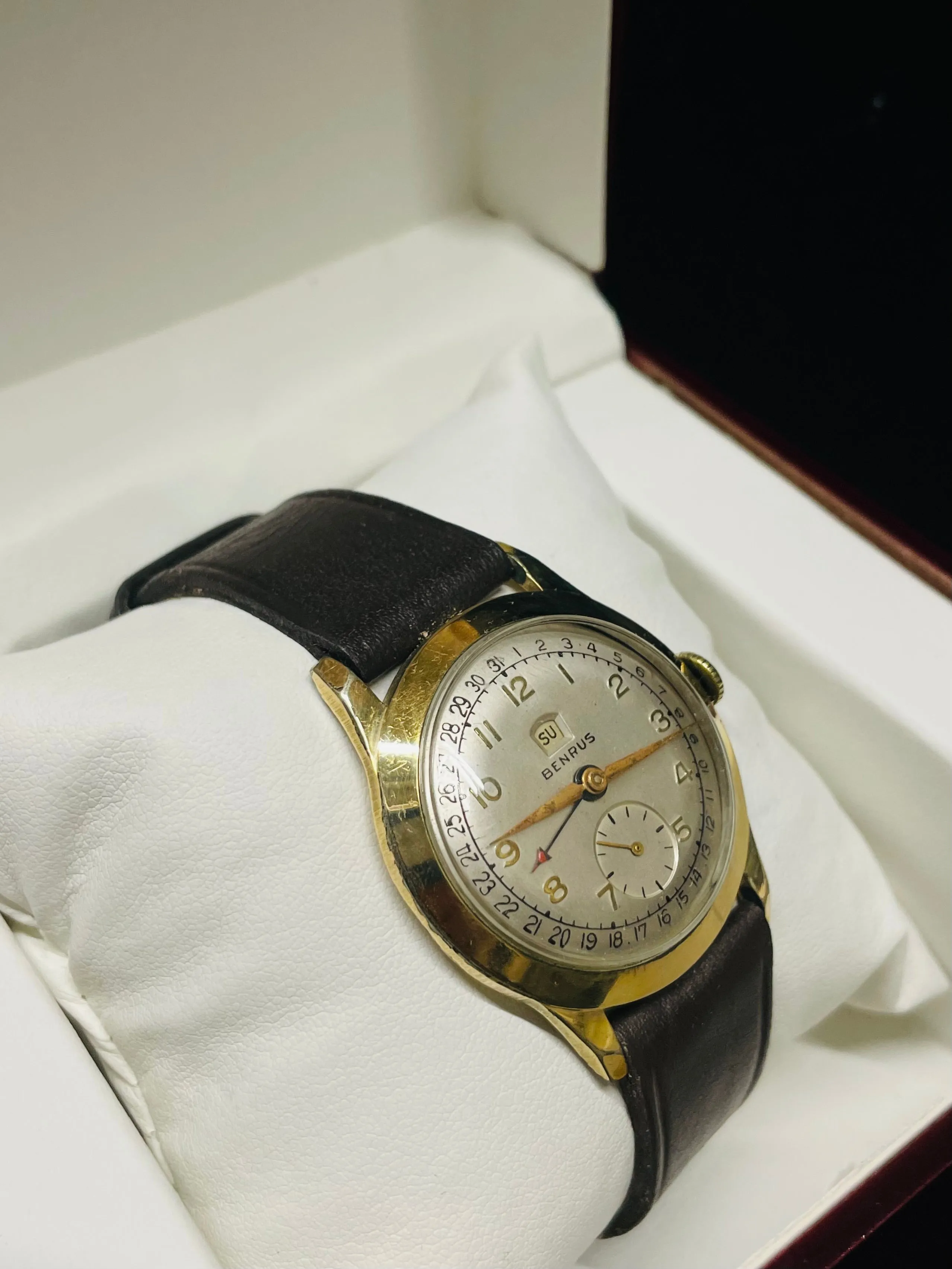 BENRUS RARE VINTAGE 1950'S FINE CONDITION MECHANICAL MEN'S WATCH-$6K APR w/ COA!