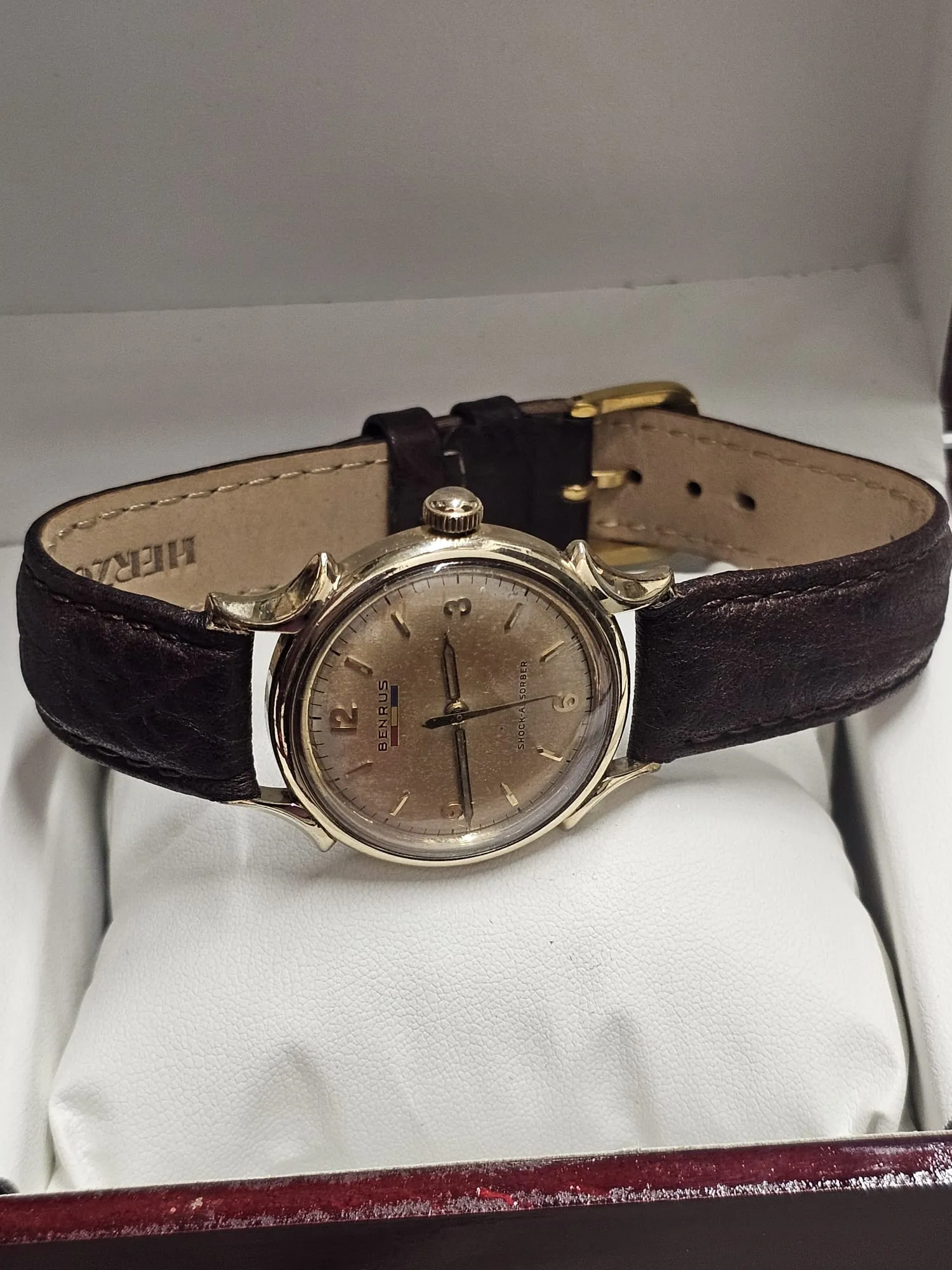 Benrus Vintage 1940s 10K Gold Filled Unique Dial, Men's Watch - $8K APR w/ COA!!