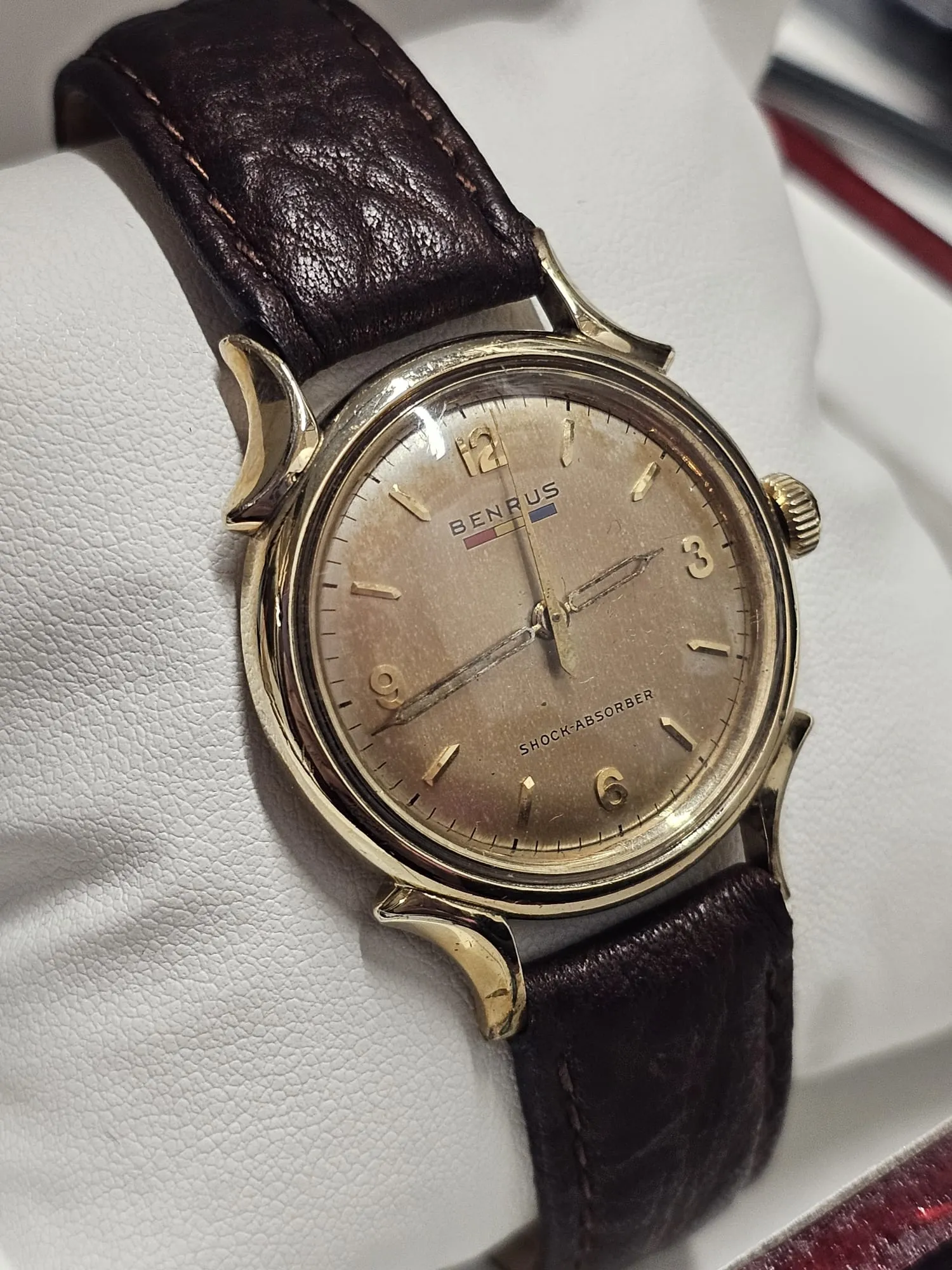 Benrus Vintage 1940s 10K Gold Filled Unique Dial, Men's Watch - $8K APR w/ COA!!